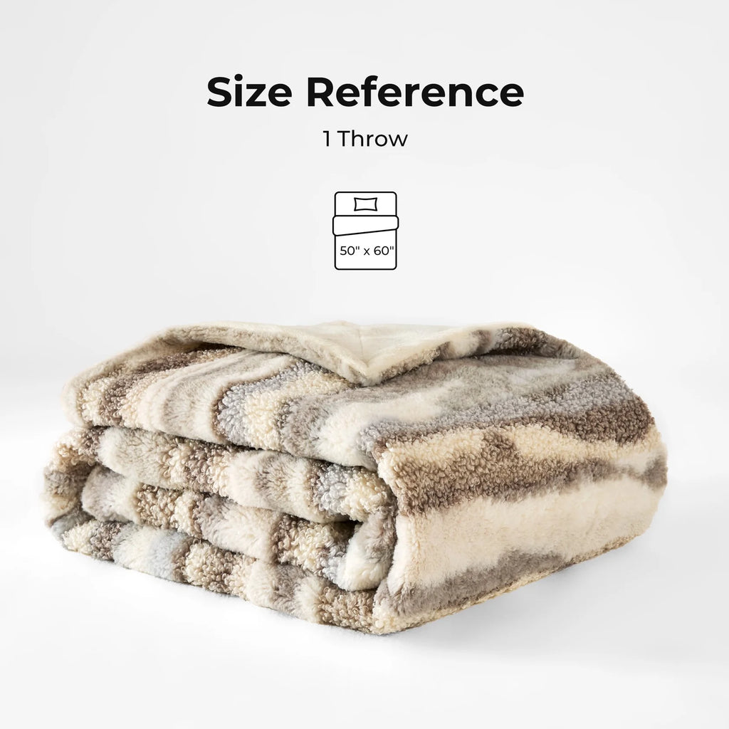 50"× 60" Throw Blanket, Multi-Color Striped Soft Durable Fluffy Faux Fur Bed Blankets