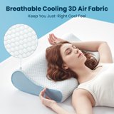 Standard Cooling Memory Foam Pillow, Ergonomic Adjustable Orthopedic Contour Bed Pillows Neck Support for Side Back Stomach Sleepers-Blue