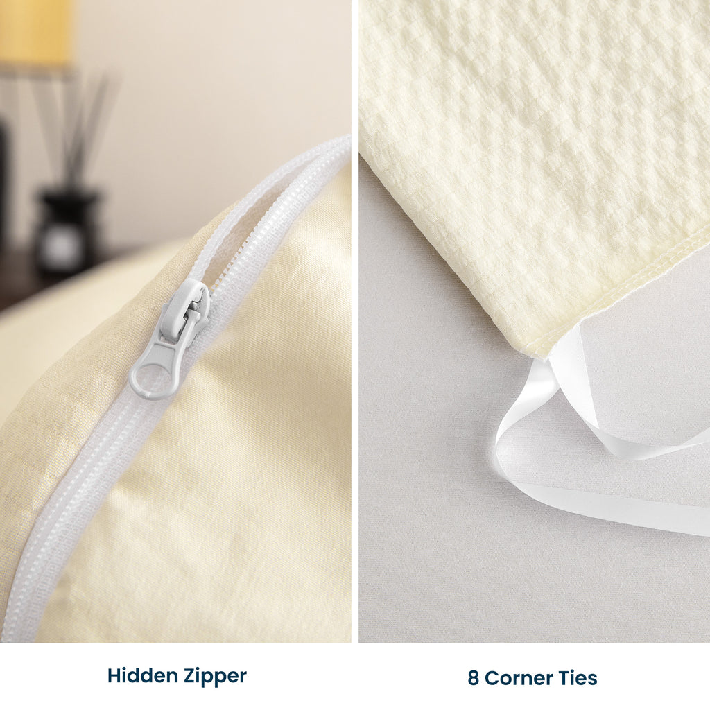 Seersucker Ruffled Duvet Cover Set, Soft Breathable Bedding Set