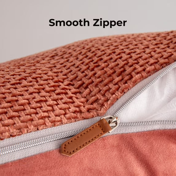 20"x20" Terracotta Chenille Basketweave Decorative Throw Pillow Covers, Warm for Fireplace Area(2 Pack)