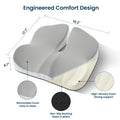Memory Foam Seat Cushion, 17.7"×16.2"×4.7", White & Gray, Ergonomic Pressure Relief