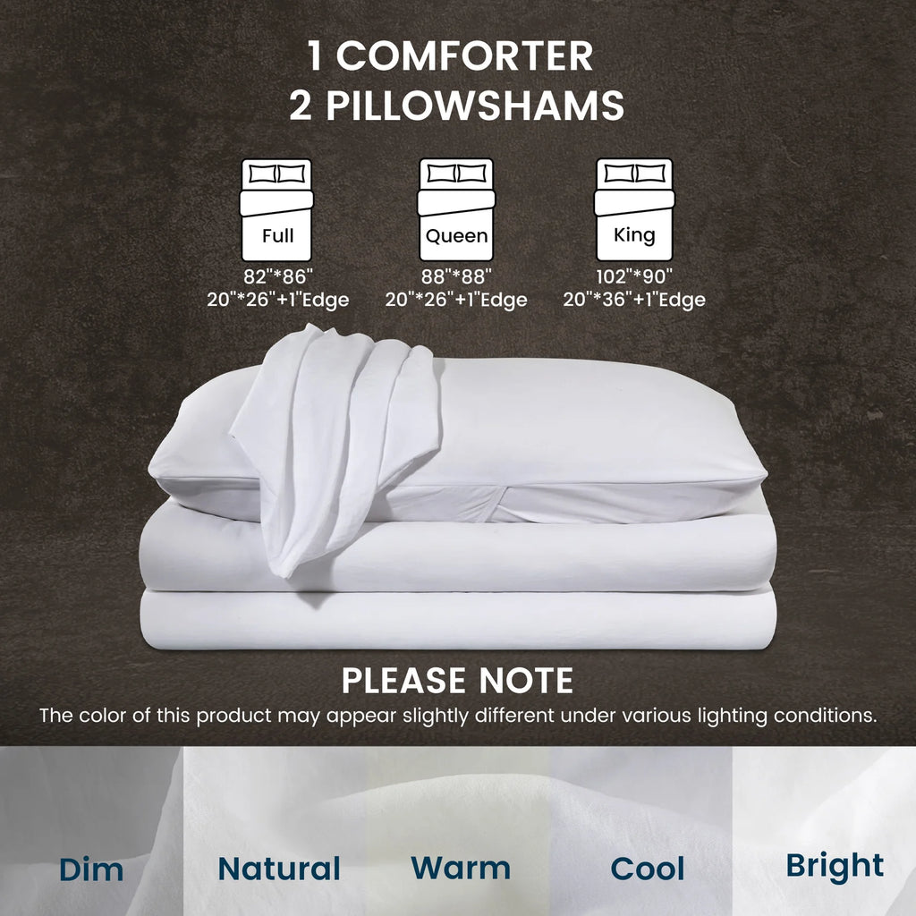 Stonewashed Comforter Set - Natural Wrinkle Texture with Pillow Sham