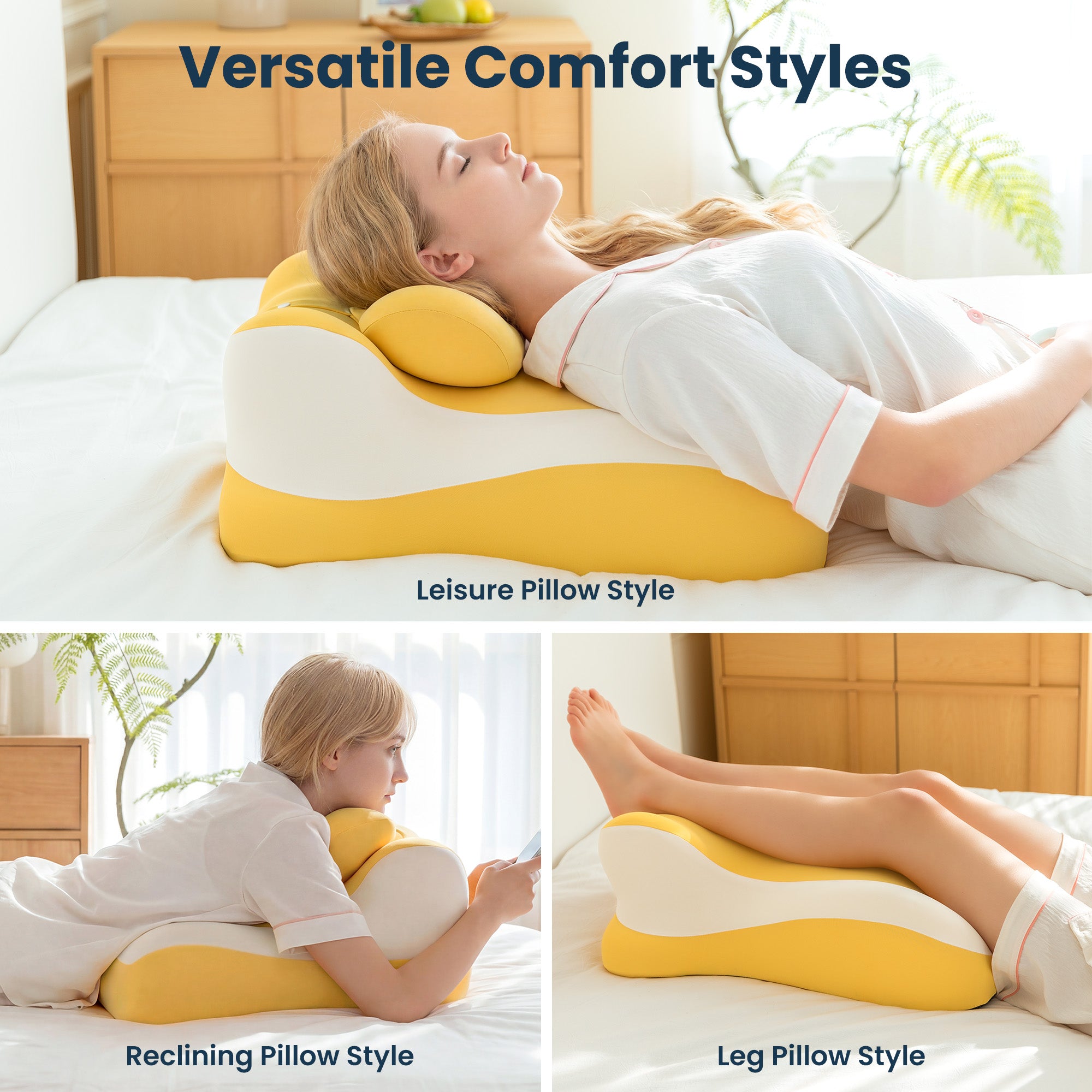 Memory Foam Reading Pillow, Multi-Position Support Bed Pillow for Petite Adults