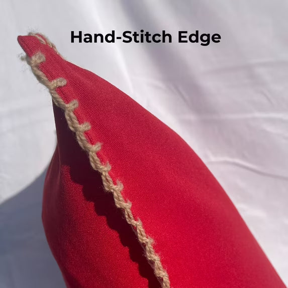 21"x21" Red Thick Thread Whipstitch Decorative Throw Pillow Covers, Festive for Holiday Decor(2 Pack)