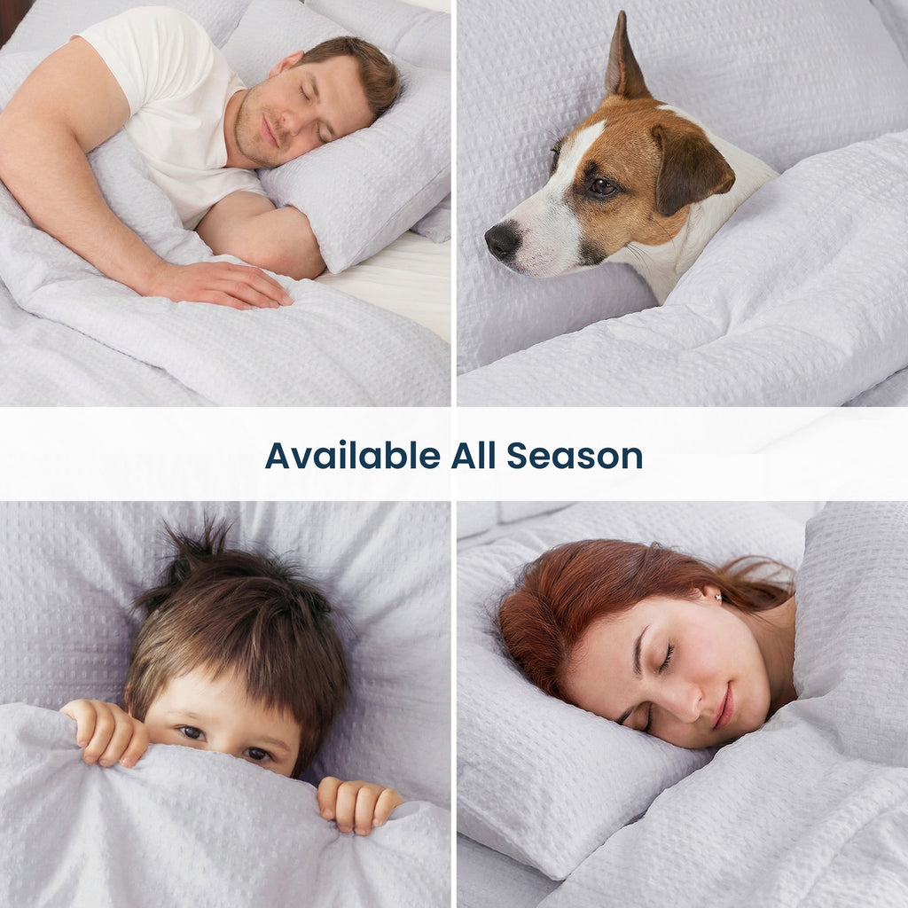 3D Waffle Comforter Set, OEKO-TEX Ultra-Soft Down Alternative Bedding