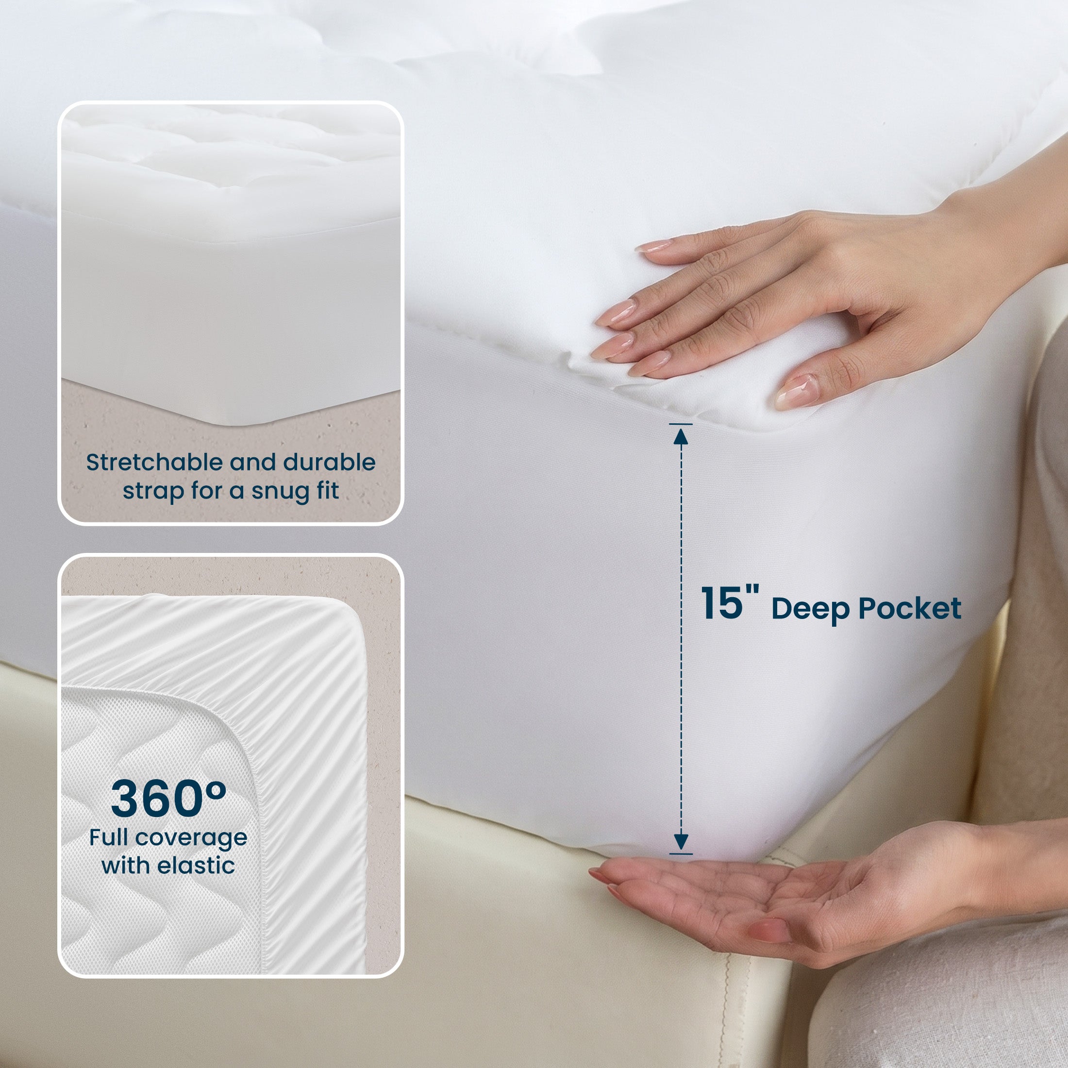 Quilted Mattress Pad, Soft Fluffy Pillow Top Mattress Topper