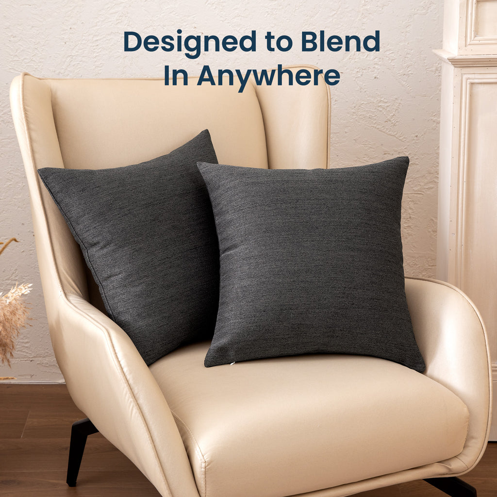 2 Pack 18"x18" Cationic-Dyed Linen Look Throw Pillow Covers