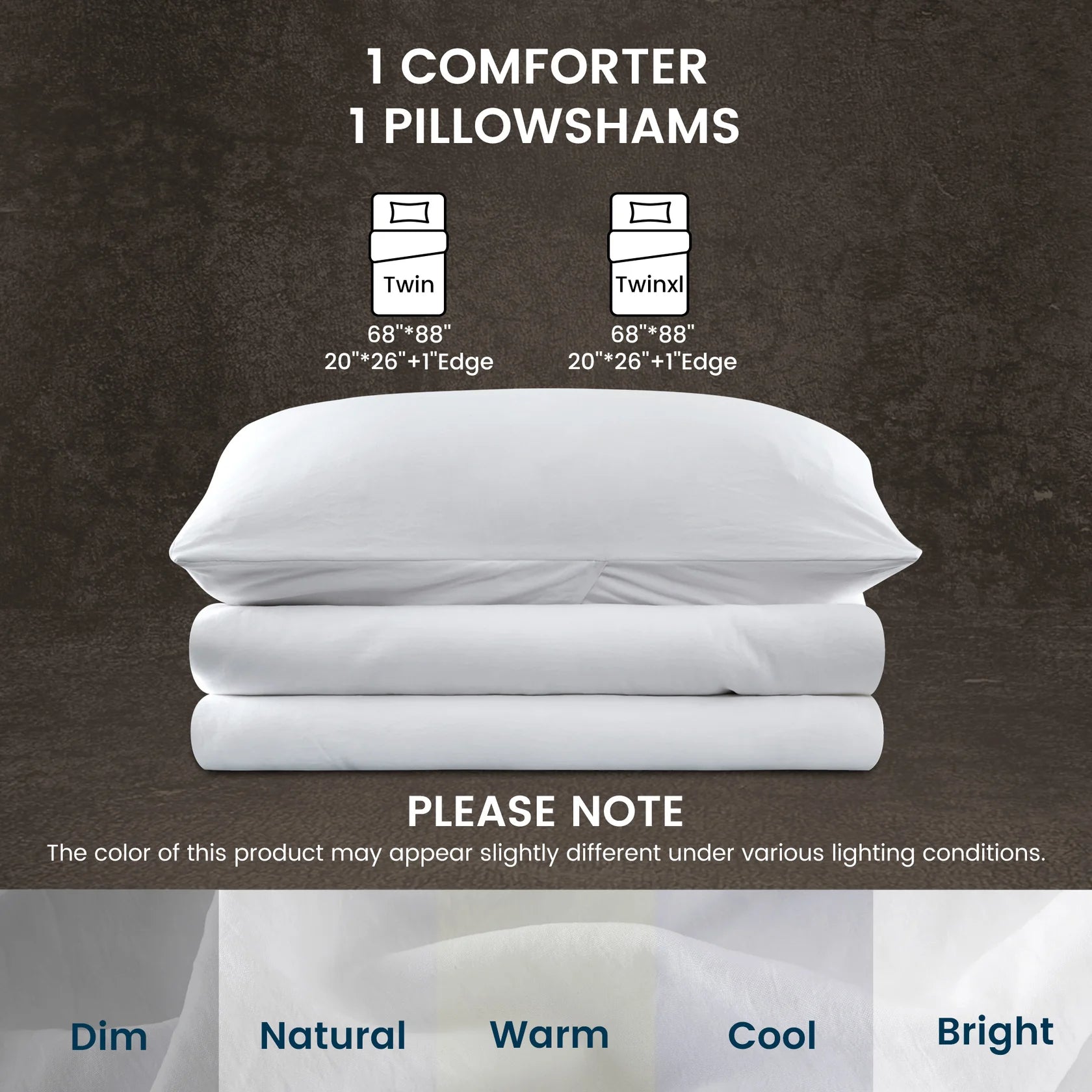 Stonewashed Comforter Set - Natural Wrinkle Texture with Pillow Sham