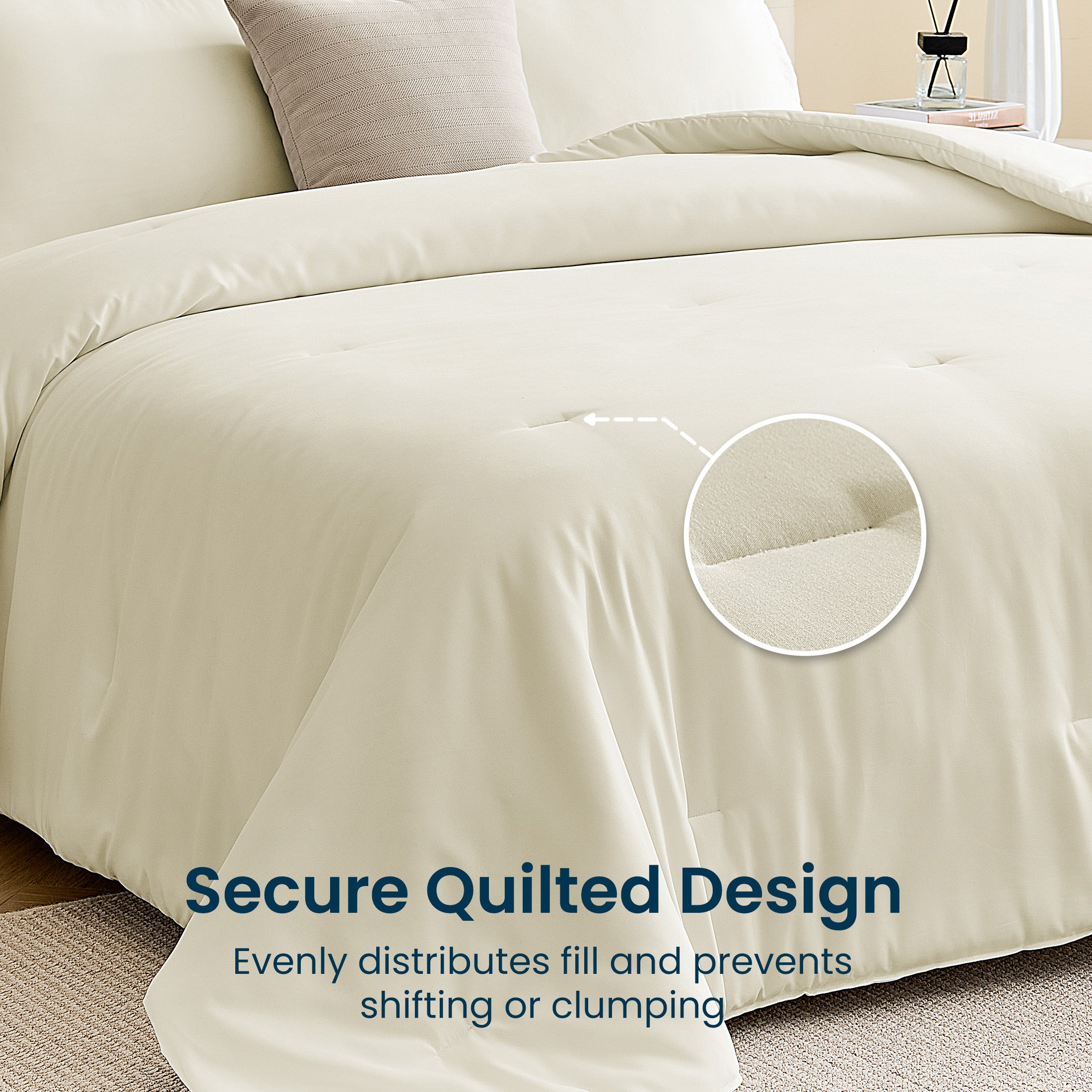 85gsm Luxury Plush Solid Microfiber Comforter Set, All Season Ultra Soft Bedding