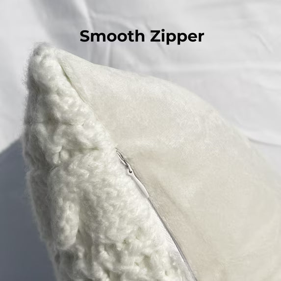 20"x20" Cream Polyester Cable Knit Decorative Throw Pillow Covers, Cozy Pill-Resistant for Bedroom(2 Pack)