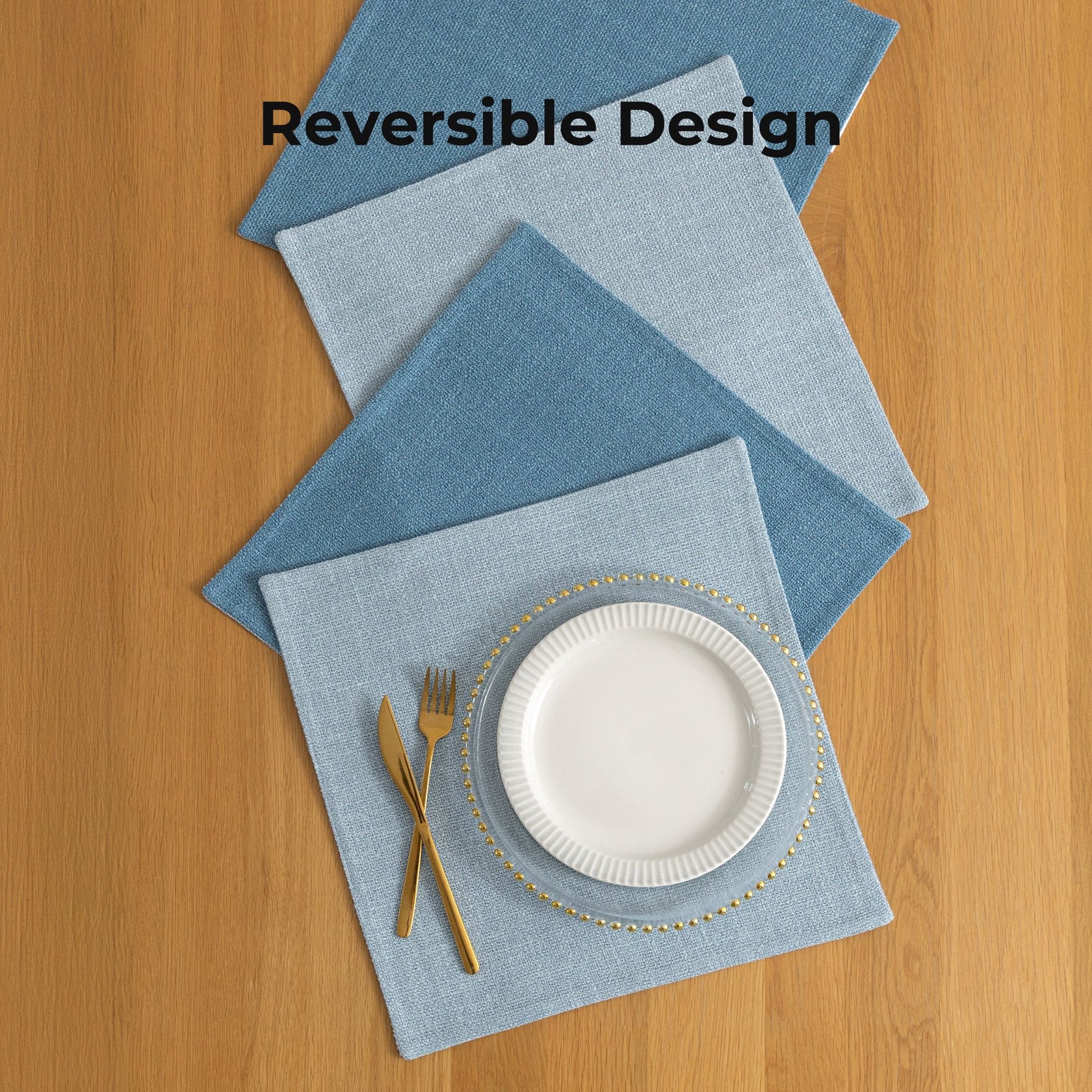 15“×15” Reversible Tablecloths, Linen-like Waterproof Table Linen (Set of 4)