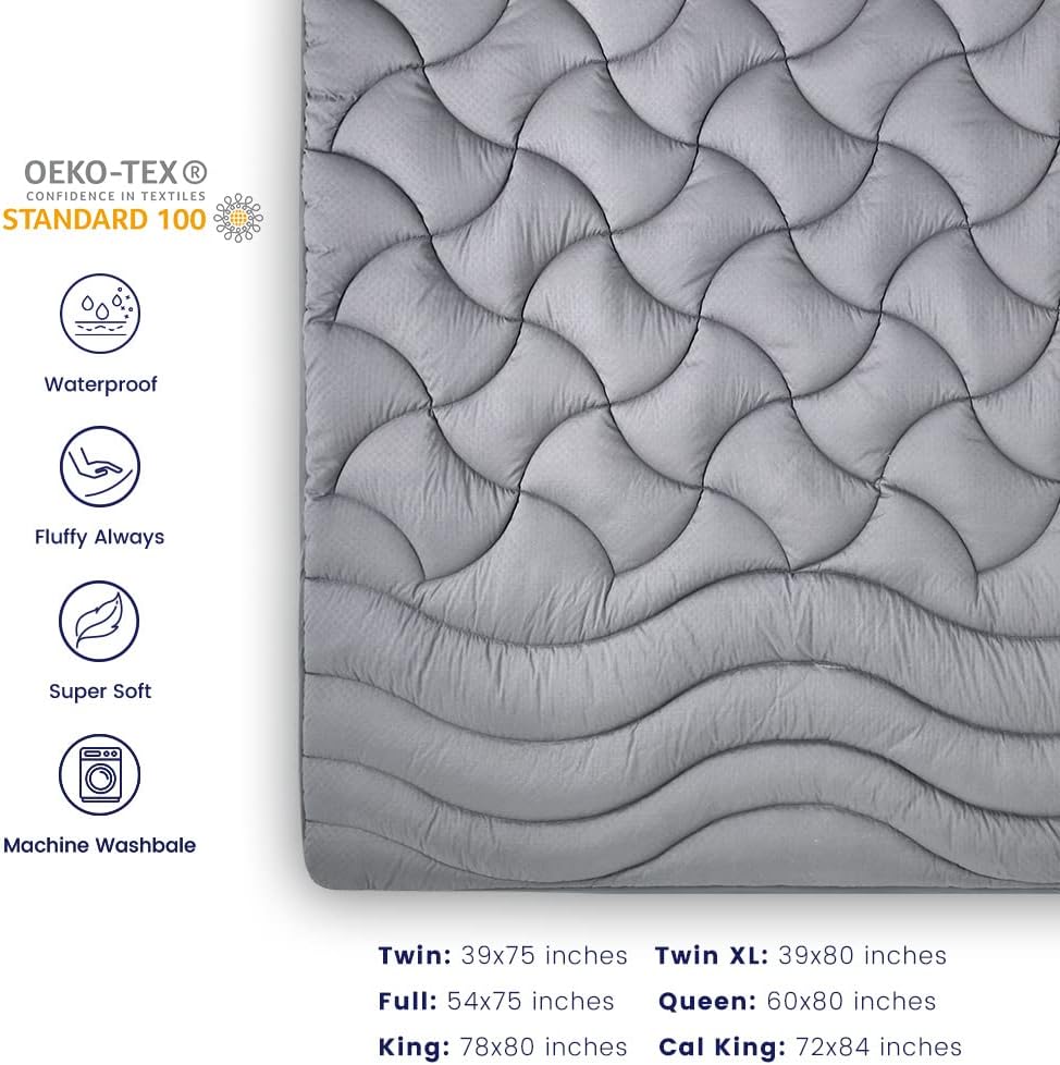 Grey Waterproof Mattress Pad