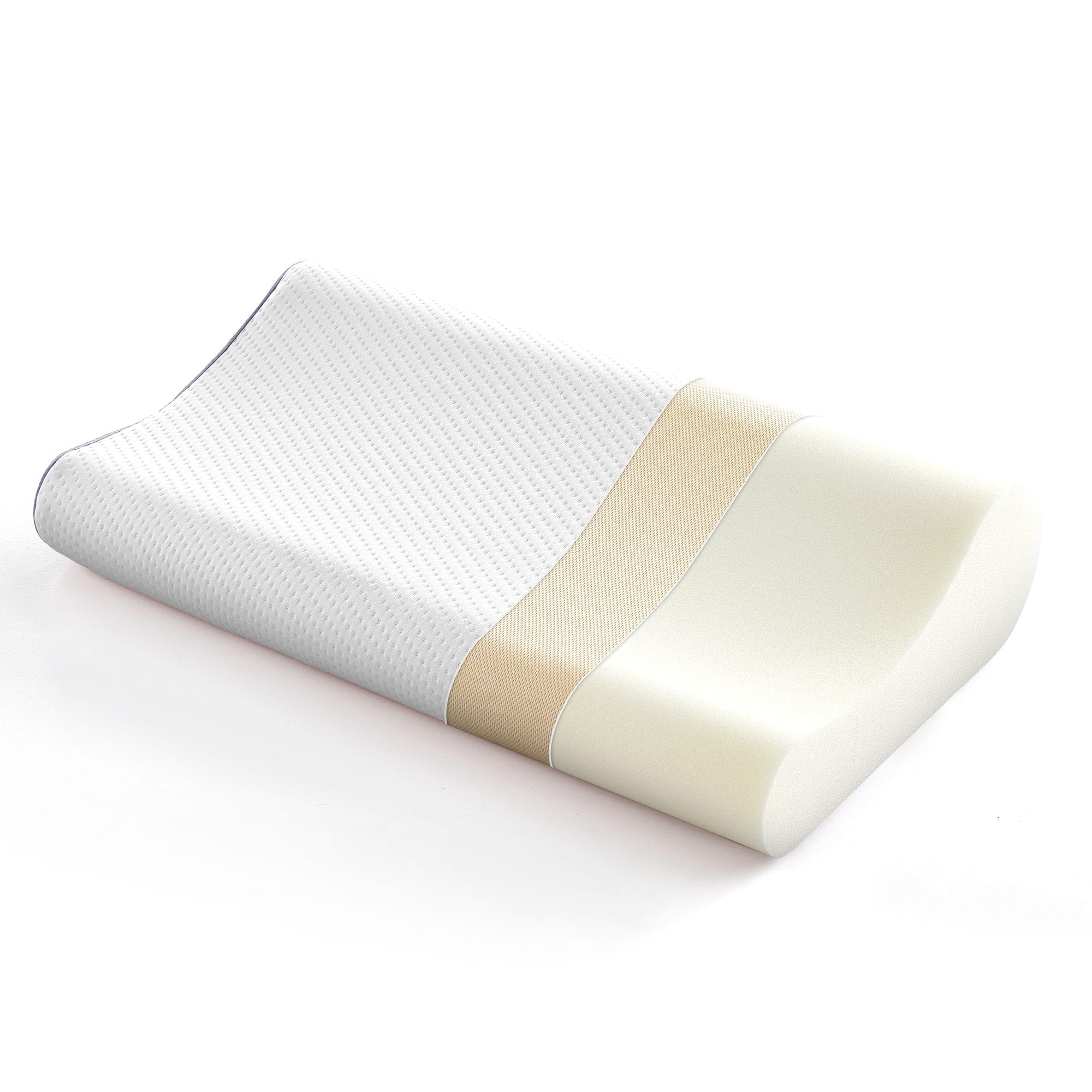 Standard Memory Foam Pillow, Ergonomic Adjustable Orthopedic Contour Bed Pillows Neck Support for Side Back Stomach Sleepers-White