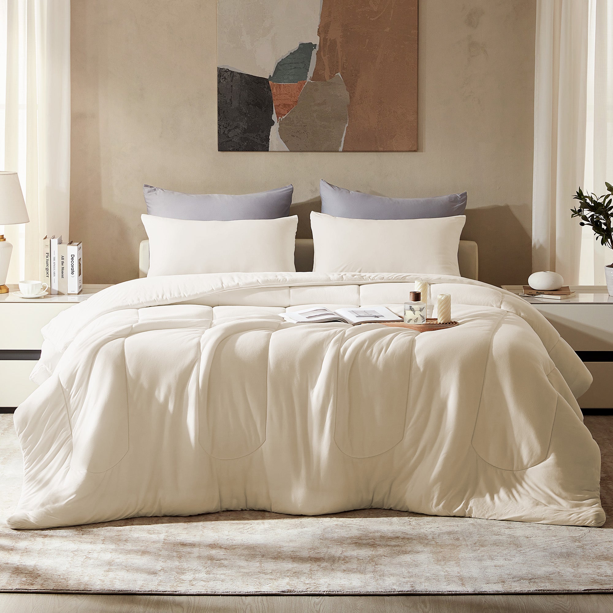 100% Microfiber Jersey Knit Comforter Set Duvet Set with Pillow Shams