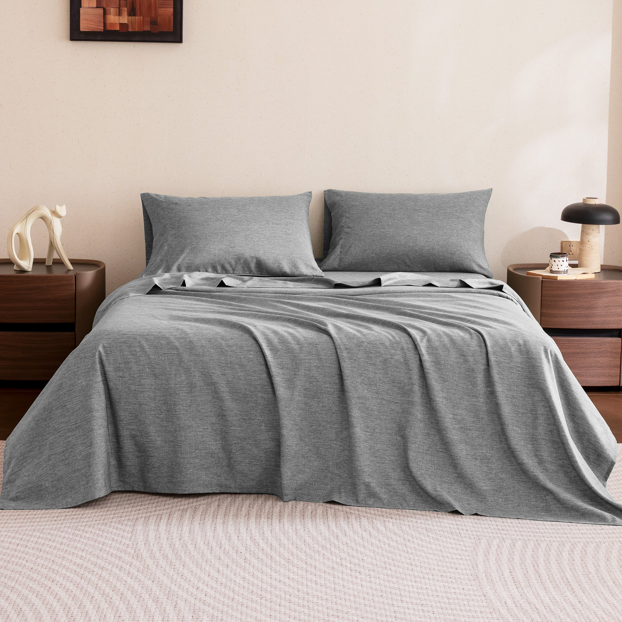 Cationic Microfiber Sheet Set, Brown 16 Inch Deep Pocket, Ultra Soft Breathable