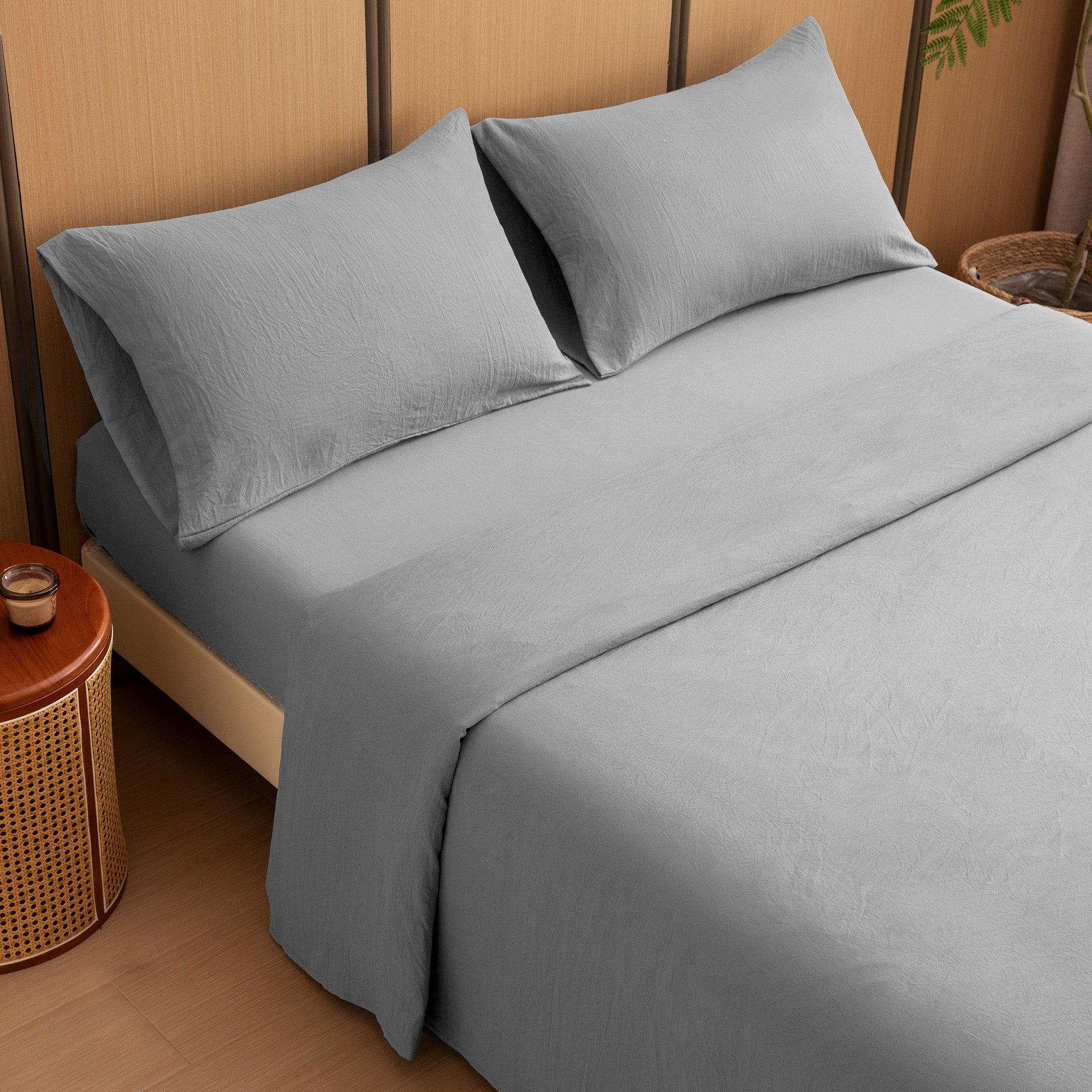 Washed Microfiber Sheet Set, Black 14 Inch Deep Pocket, Ultra Soft All Season