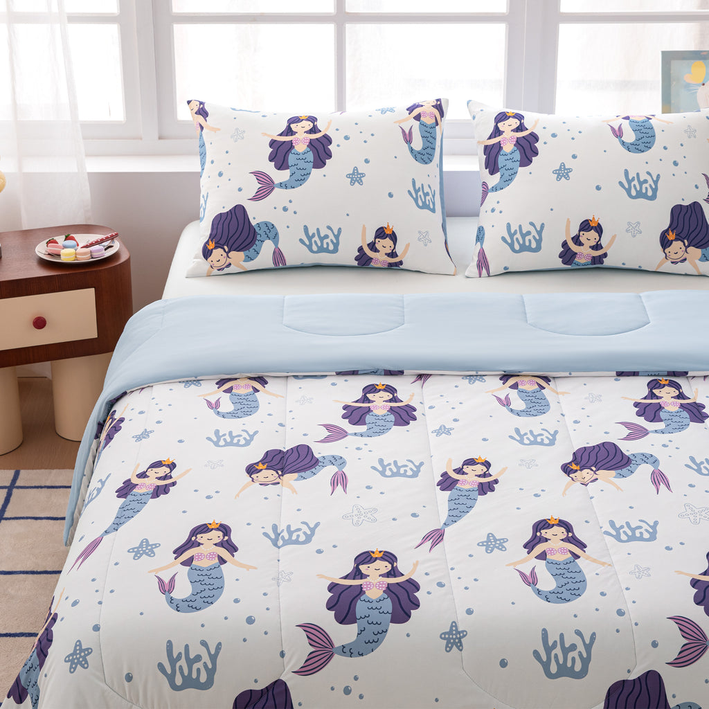 Kids Cooling Comforter Set Full/Queen Size, Soft Breathable Bedding with Pillow Shams