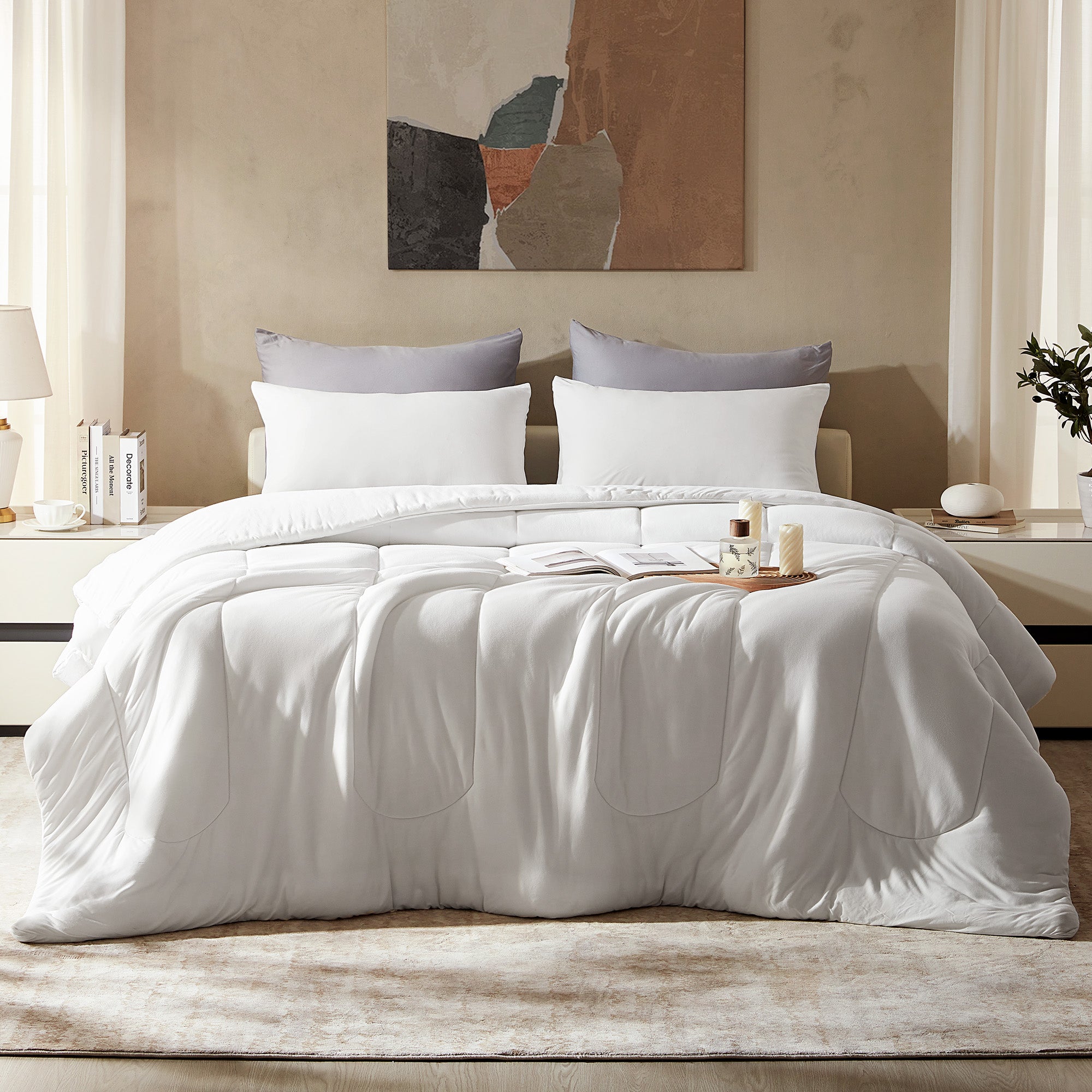 100% Microfiber Jersey Knit Comforter Set Duvet Set with Pillow Shams