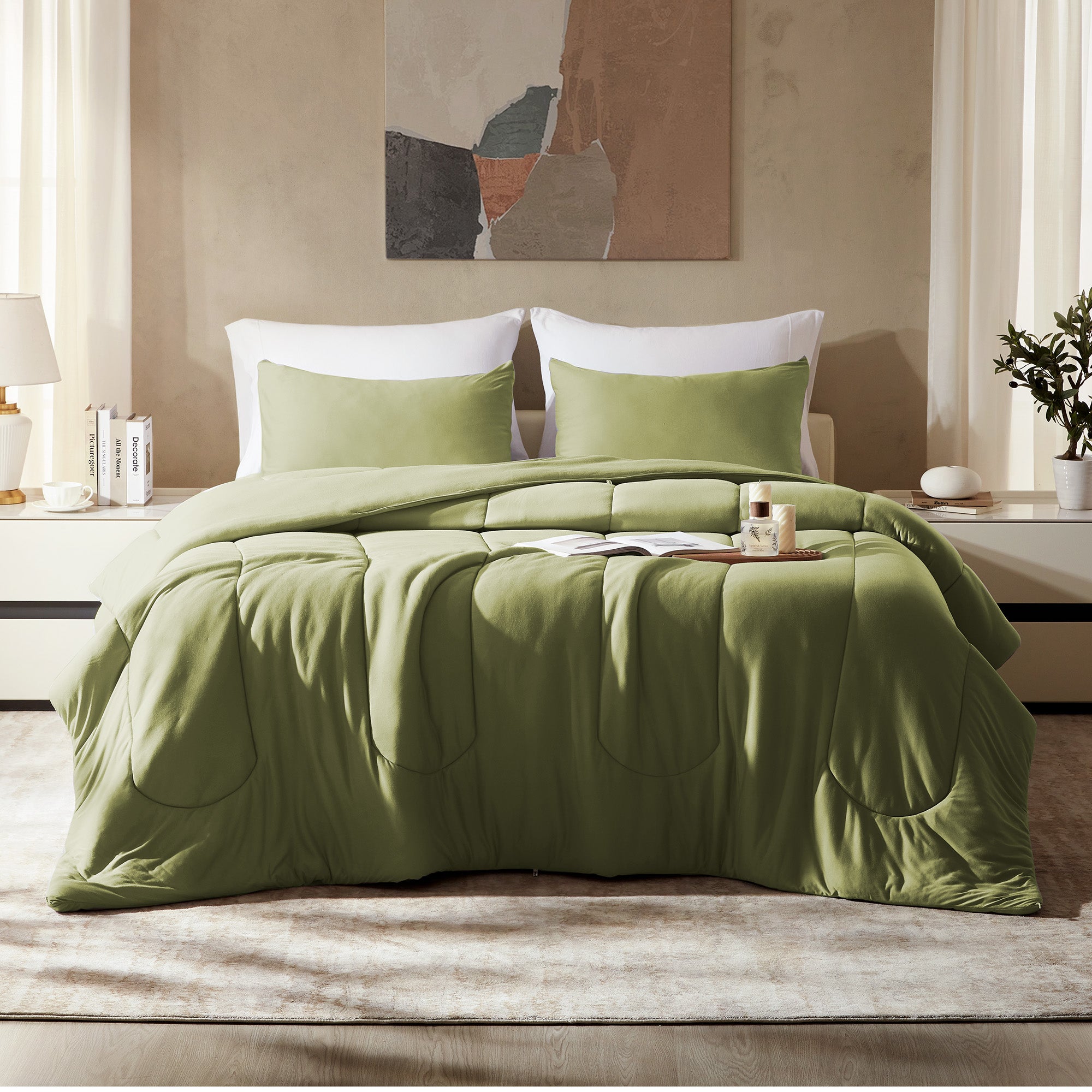 100% Microfiber Jersey Knit Comforter Set Duvet Set with Pillow Shams