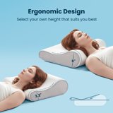 Standard Memory Foam Pillow, Ergonomic Adjustable Orthopedic Contour Bed Pillows Neck Support for Side Back Stomach Sleepers-White