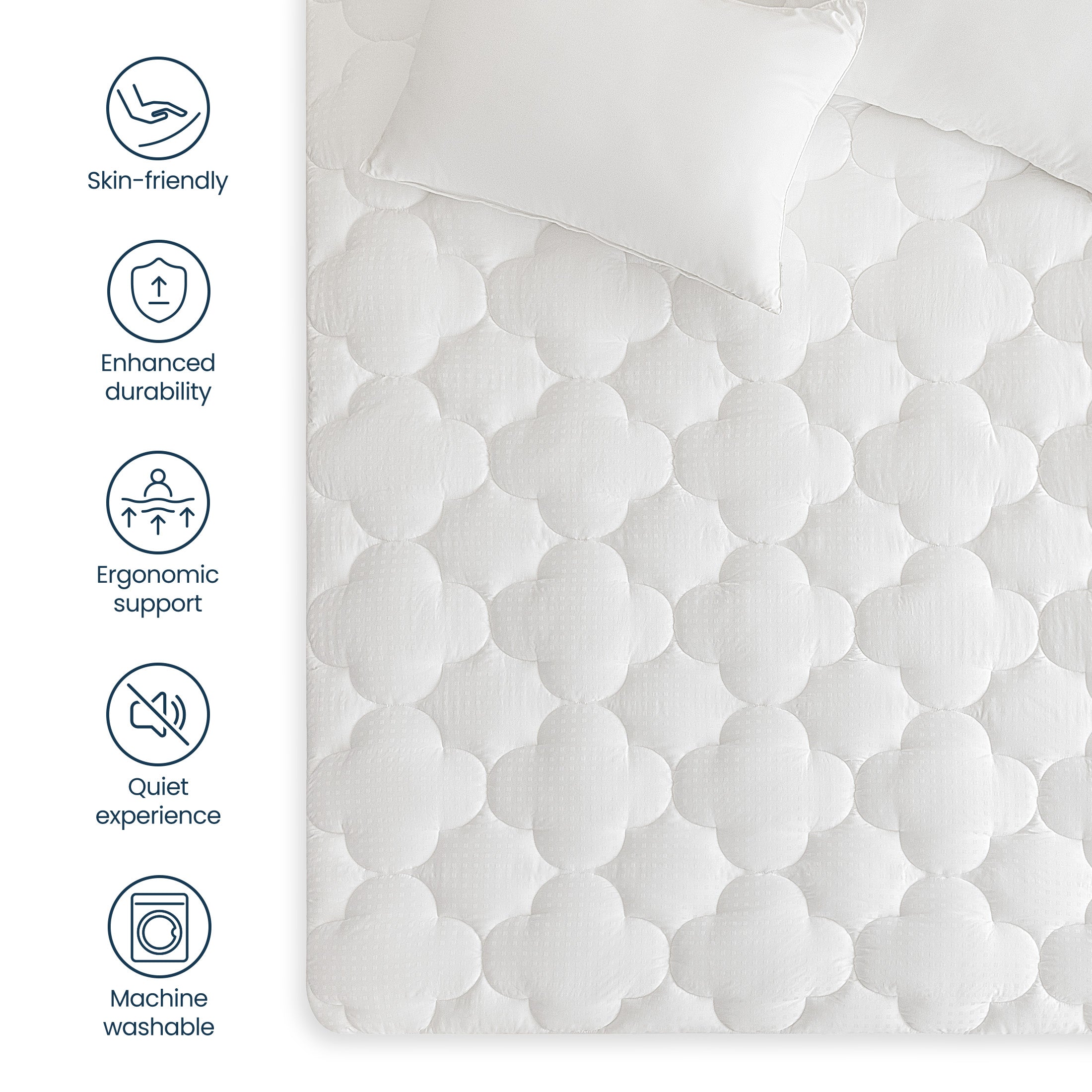 Mattress Pad, Cotton Clover Mattress Cover Deep Pocket Quilted Fitted