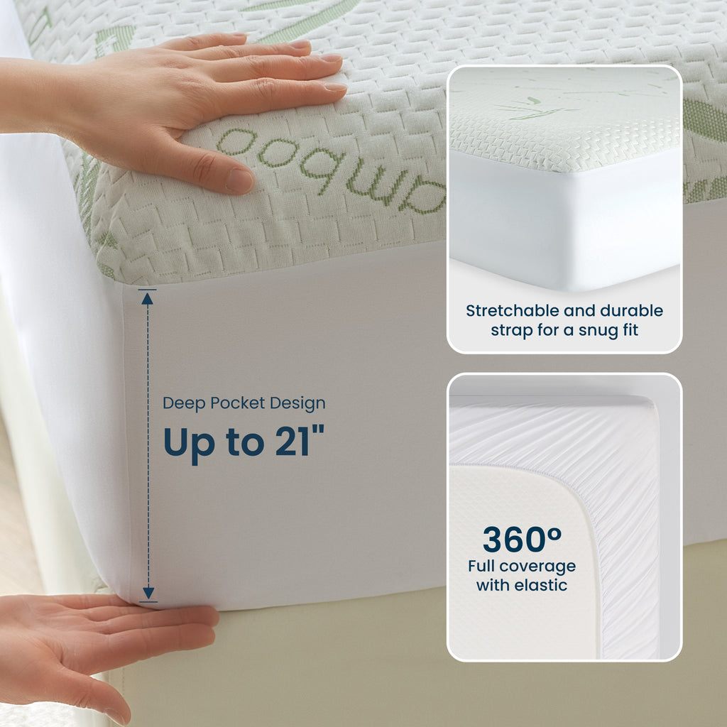 Sleep Zone 100% Waterproof Bamboo Mattress Protector