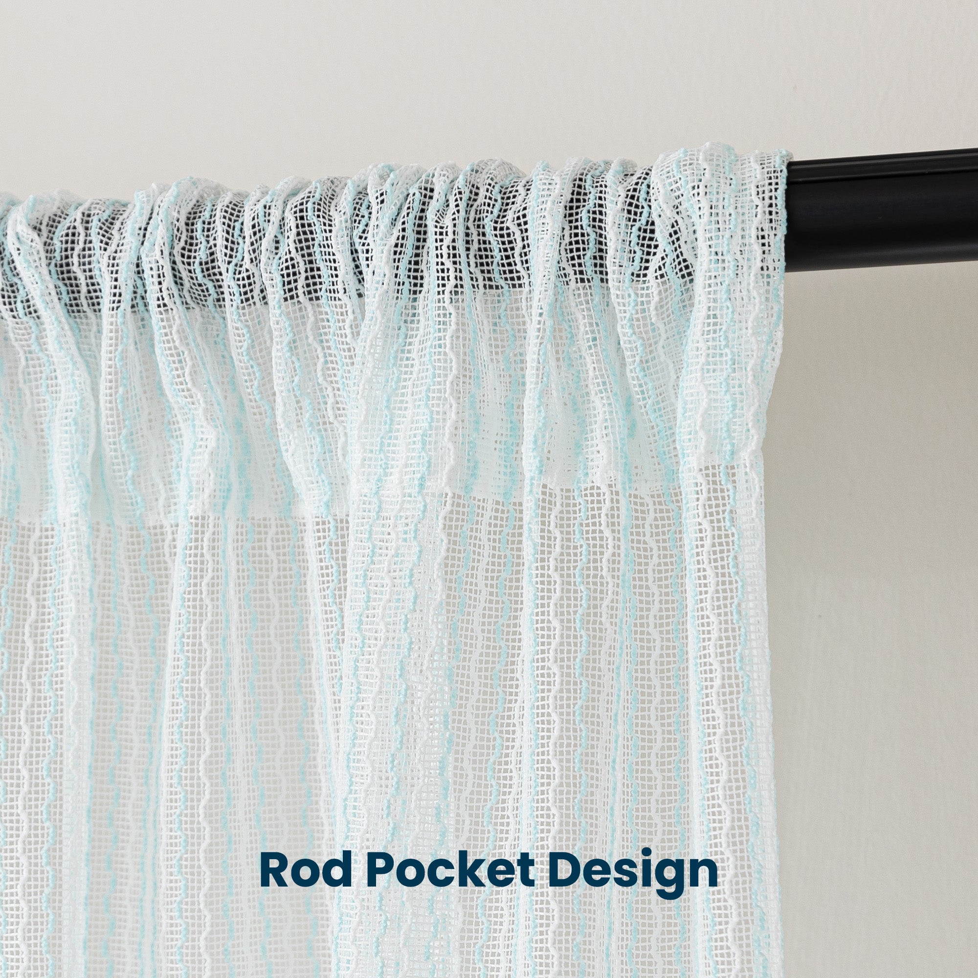 Sleep Zone 2 Panels Blue Wave Lace Sheer Curtains