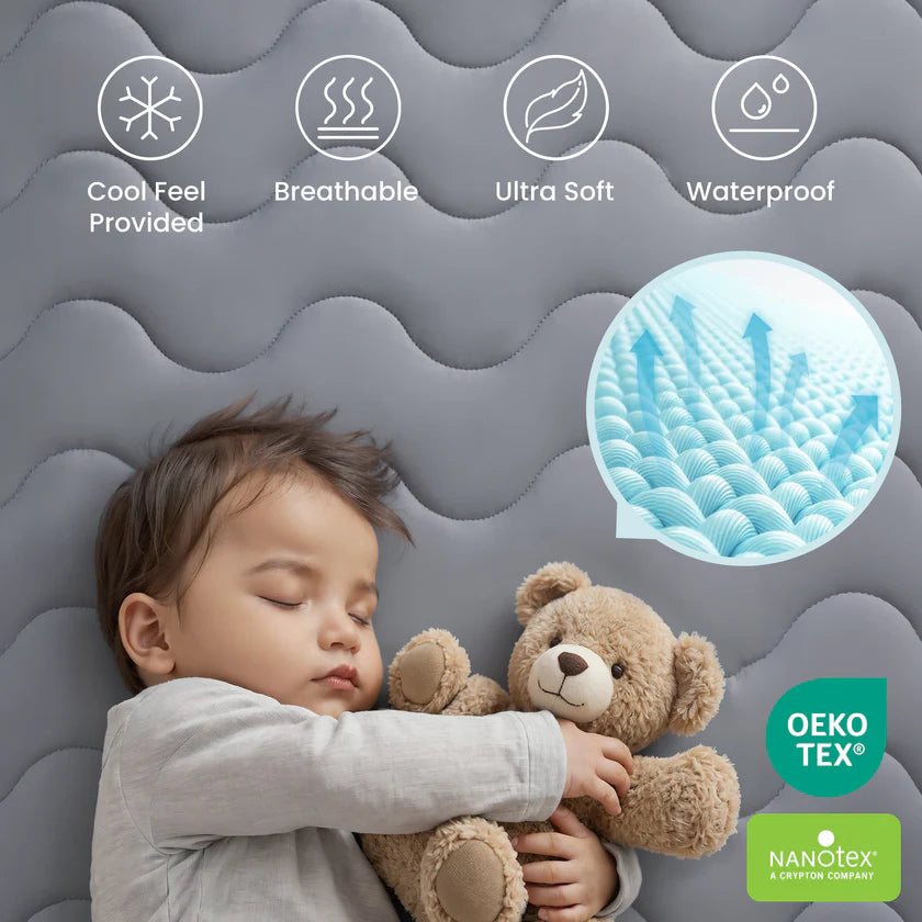 Waterproof Cooling Crib Mattress Protector - Quilted & Soft