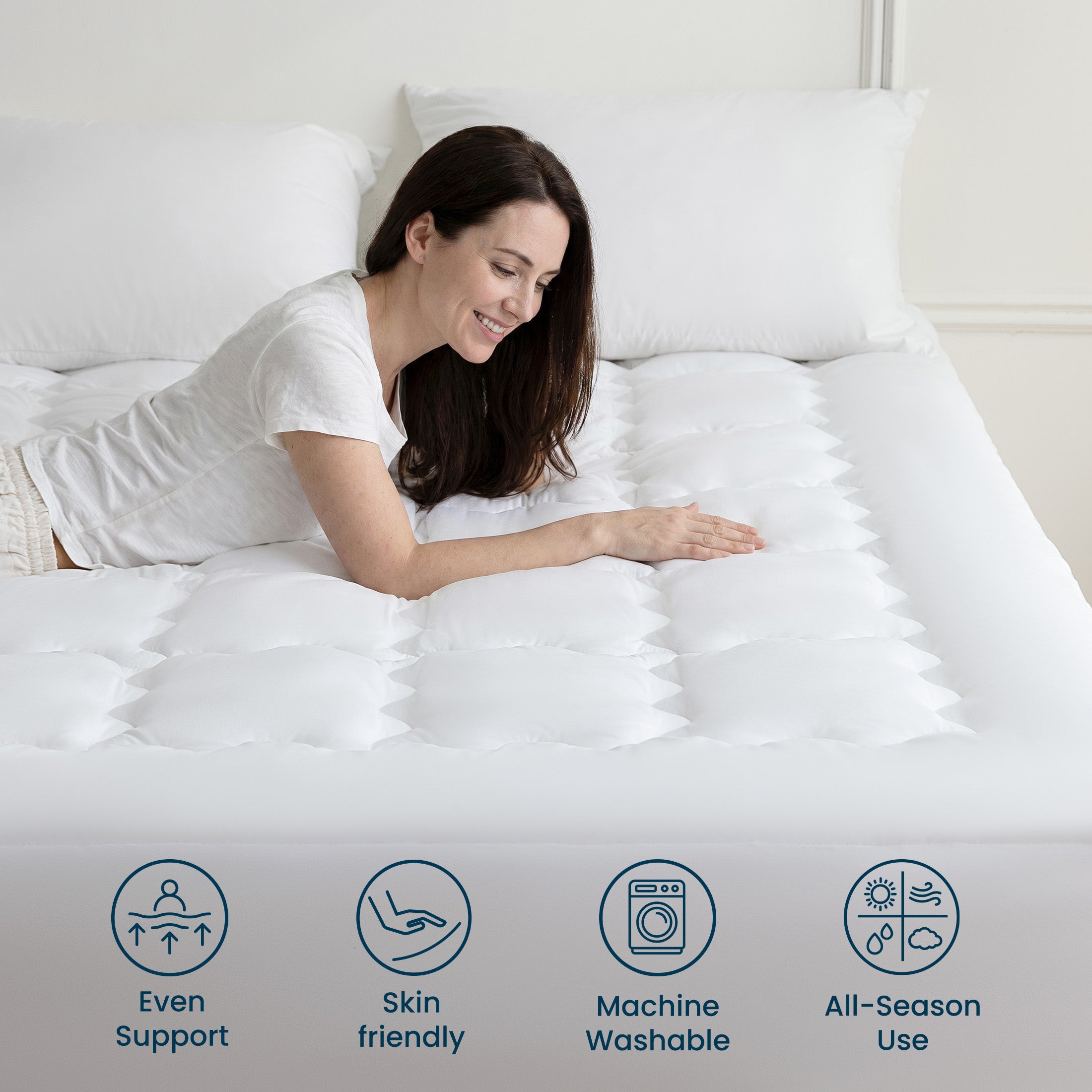 Quilted Mattress Pad, Soft Fluffy Pillow Top Mattress Topper