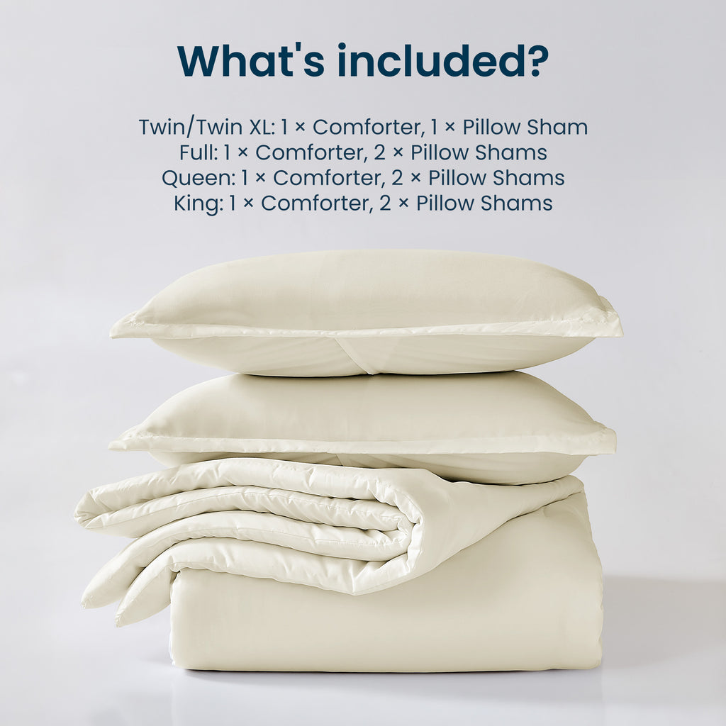 85gsm Luxury Plush Solid Microfiber Comforter Set, All Season Ultra Soft Bedding