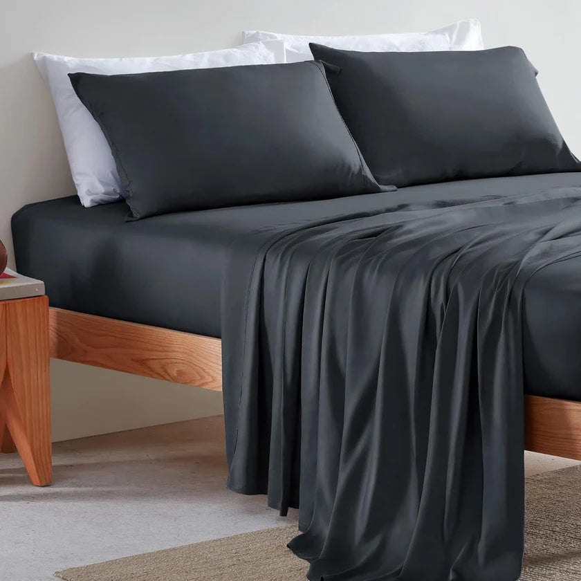 100% Viscose Derived from Bamboo, Silky Cooling Sheet Set, 16" Deep Pocket, Breathable & Soft Bed Sheets