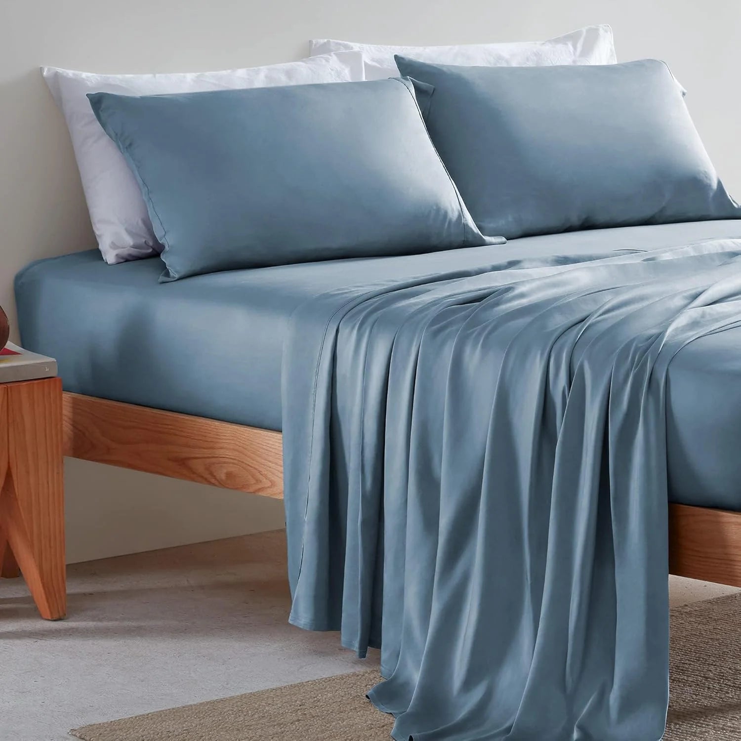 100% Viscose Derived from Bamboo, Silky Cooling Sheet Set, 16" Deep Pocket, Breathable & Soft Bed Sheets