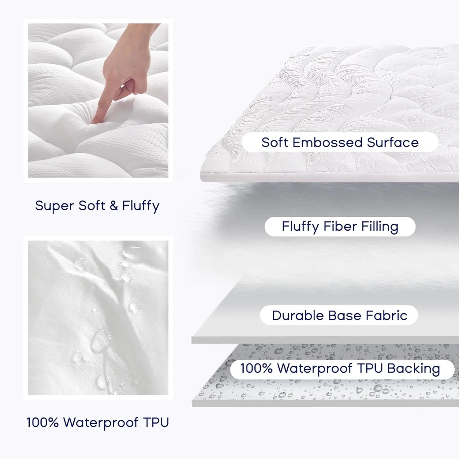 Waterproof Cooling Mattress Topper - Extra Thick with Deep Pockets