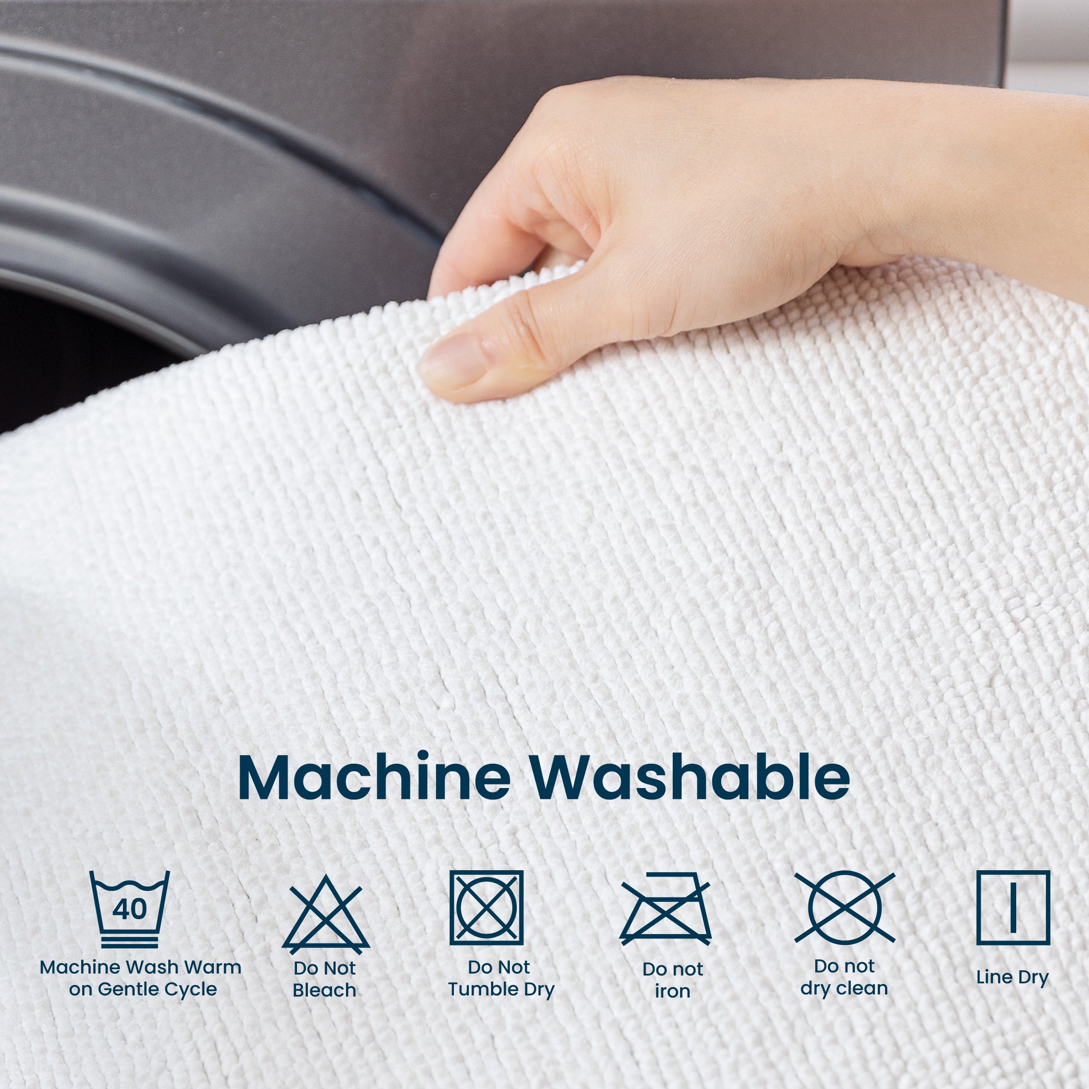 Bathroom Rug, Absorbent Non Slip Bath Mat with Soft Foam Layer, White