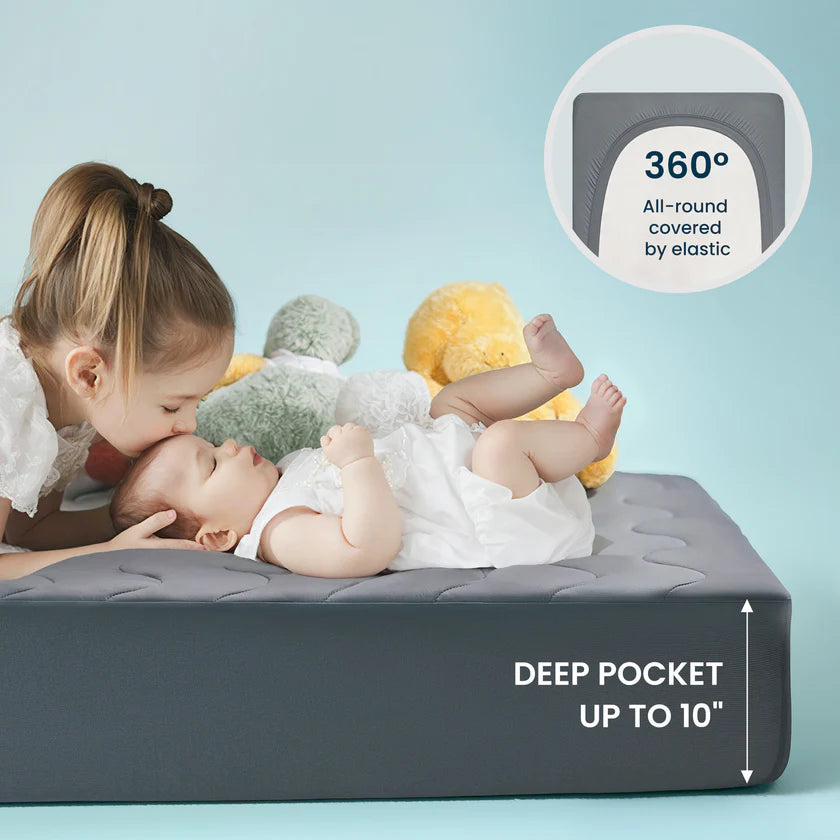 Waterproof Cooling Crib Mattress Protector - Quilted & Soft
