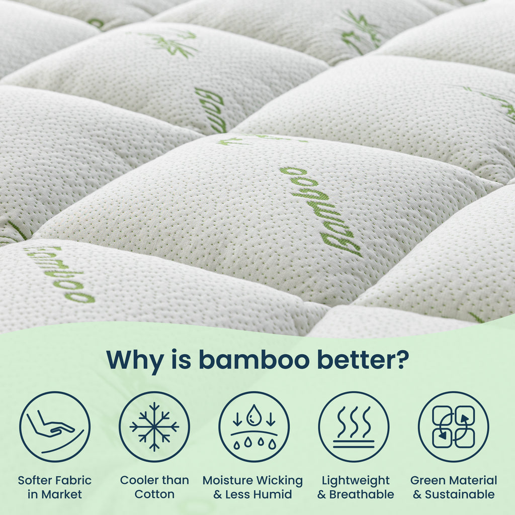 Sleep Zone Bamboo Mattress Topper California with Deep Pockets