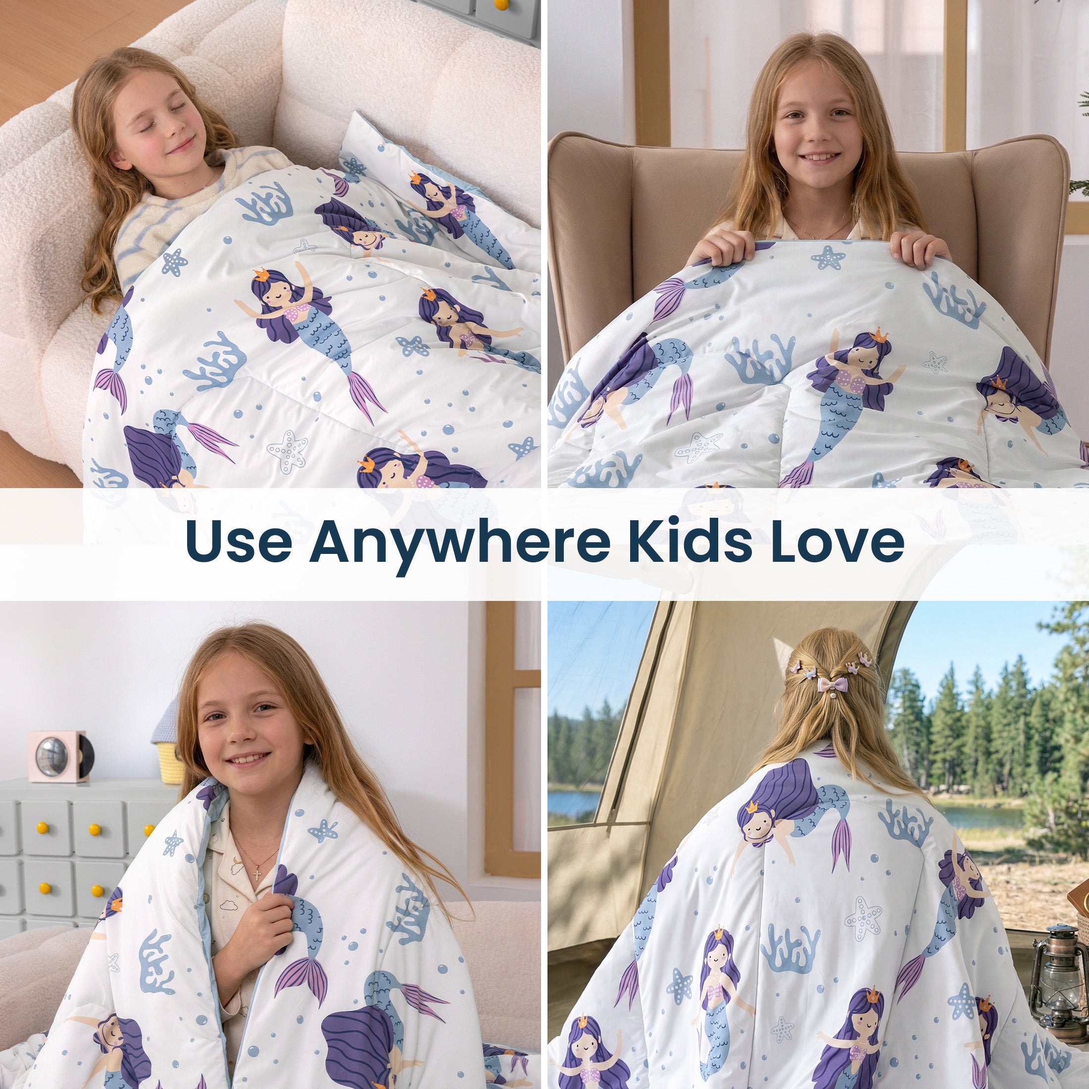 Kids Cooling Comforter Set Full/Queen Size, Soft Breathable Bedding with Pillow Shams