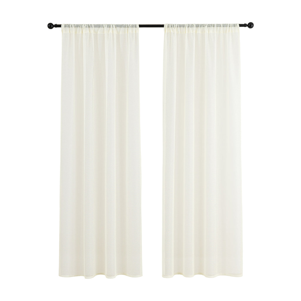 Sleep Zone 2 Panels Beige Lace Sheer Curtains