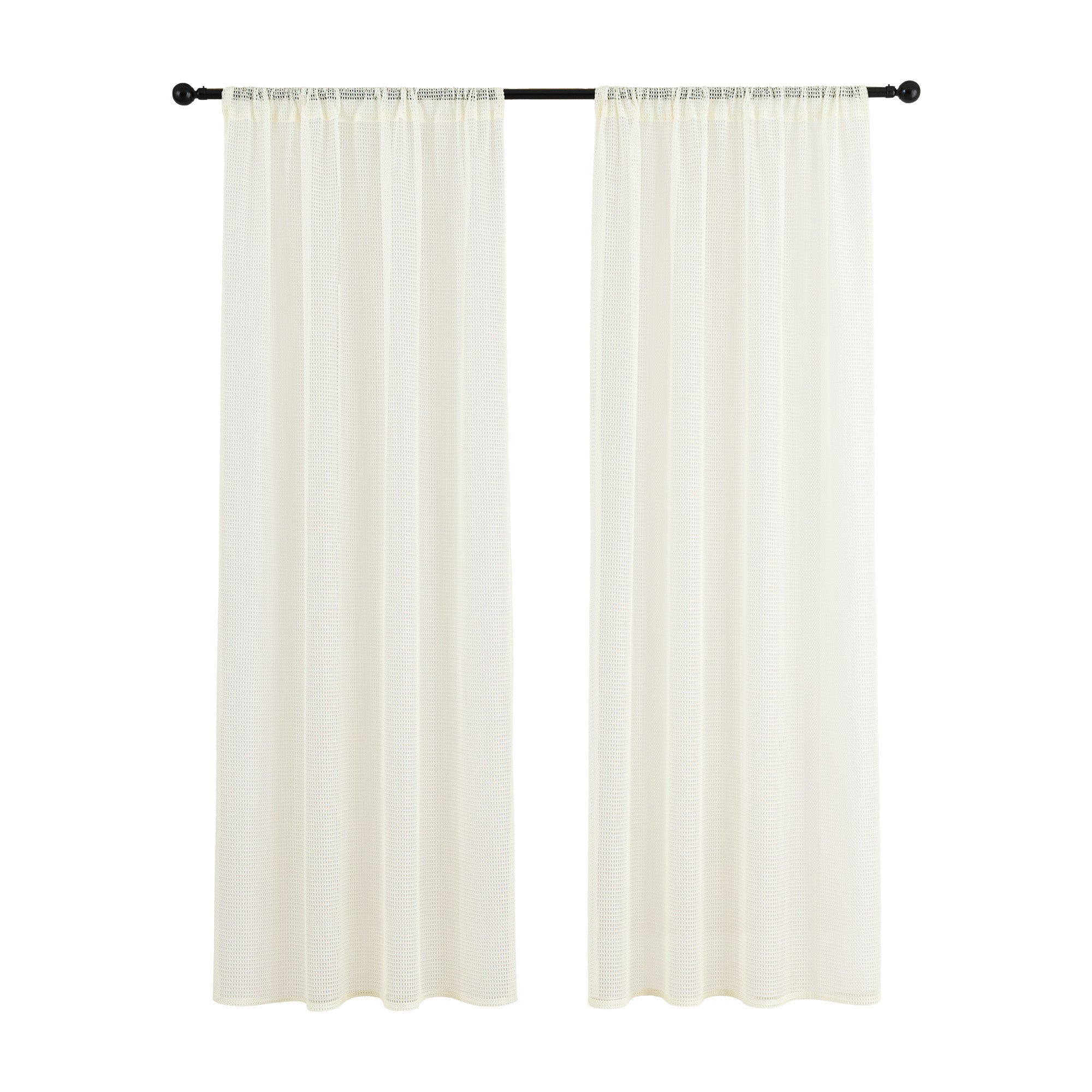 Sleep Zone 2 Panels Beige Lace Sheer Curtains
