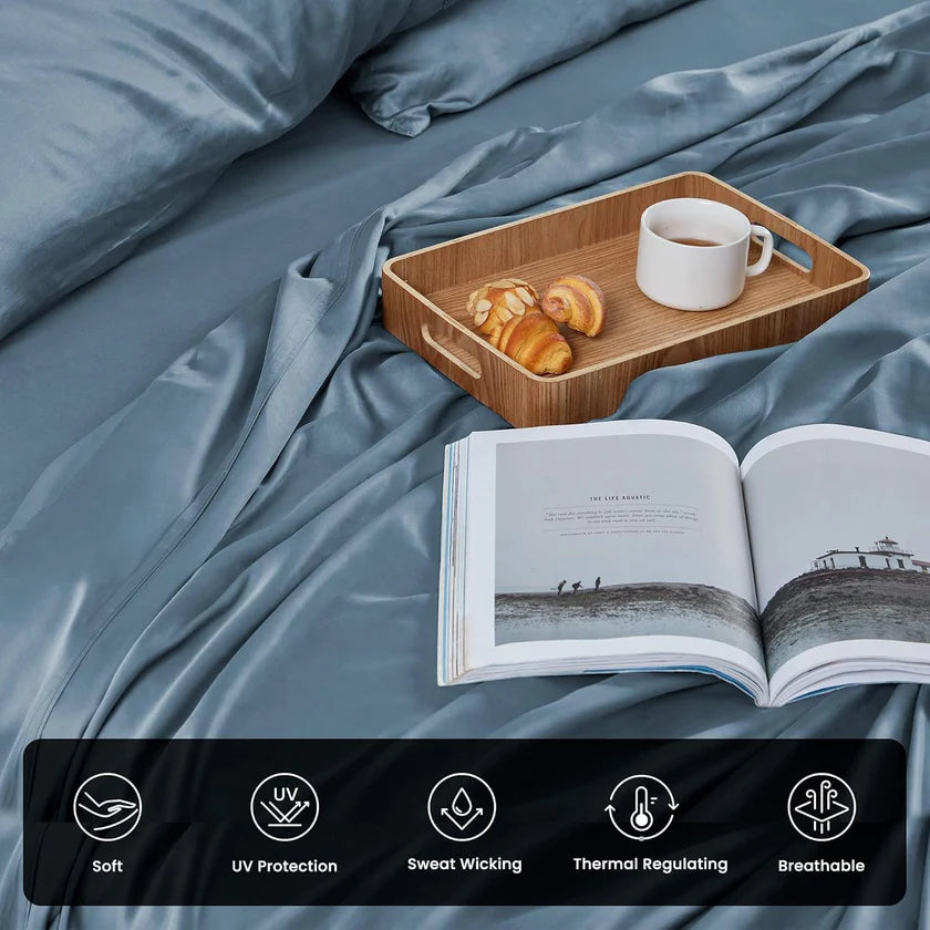 100% Viscose Derived from Bamboo, Silky Cooling Sheet Set, 16" Deep Pocket, Breathable & Soft Bed Sheets