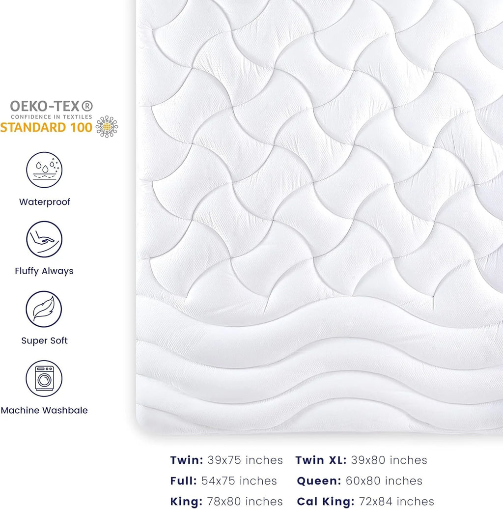 Waterproof Cooling Mattress Topper - Extra Thick with Deep Pockets