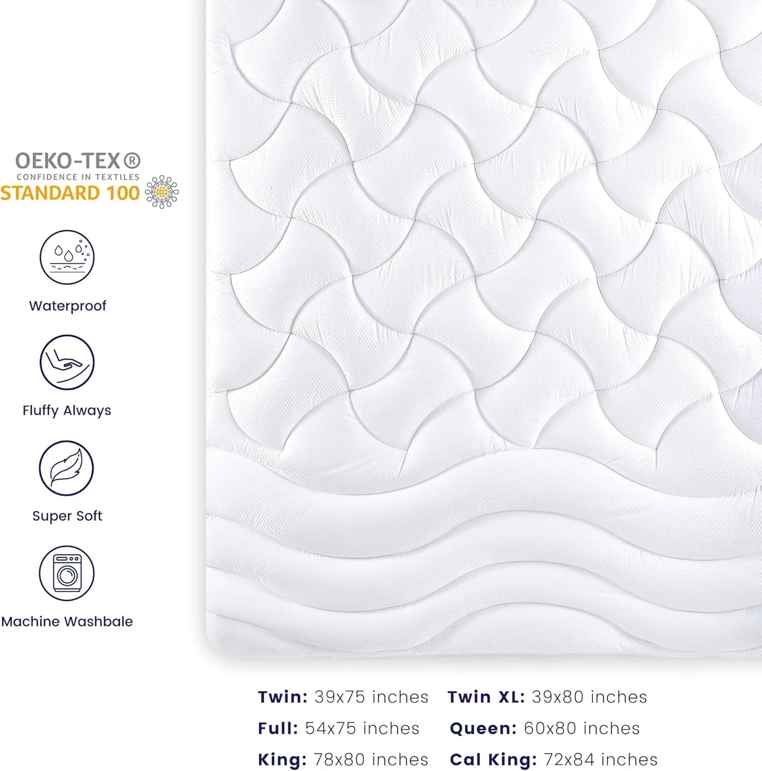 Waterproof Cooling Mattress Topper - Extra Thick with Deep Pockets