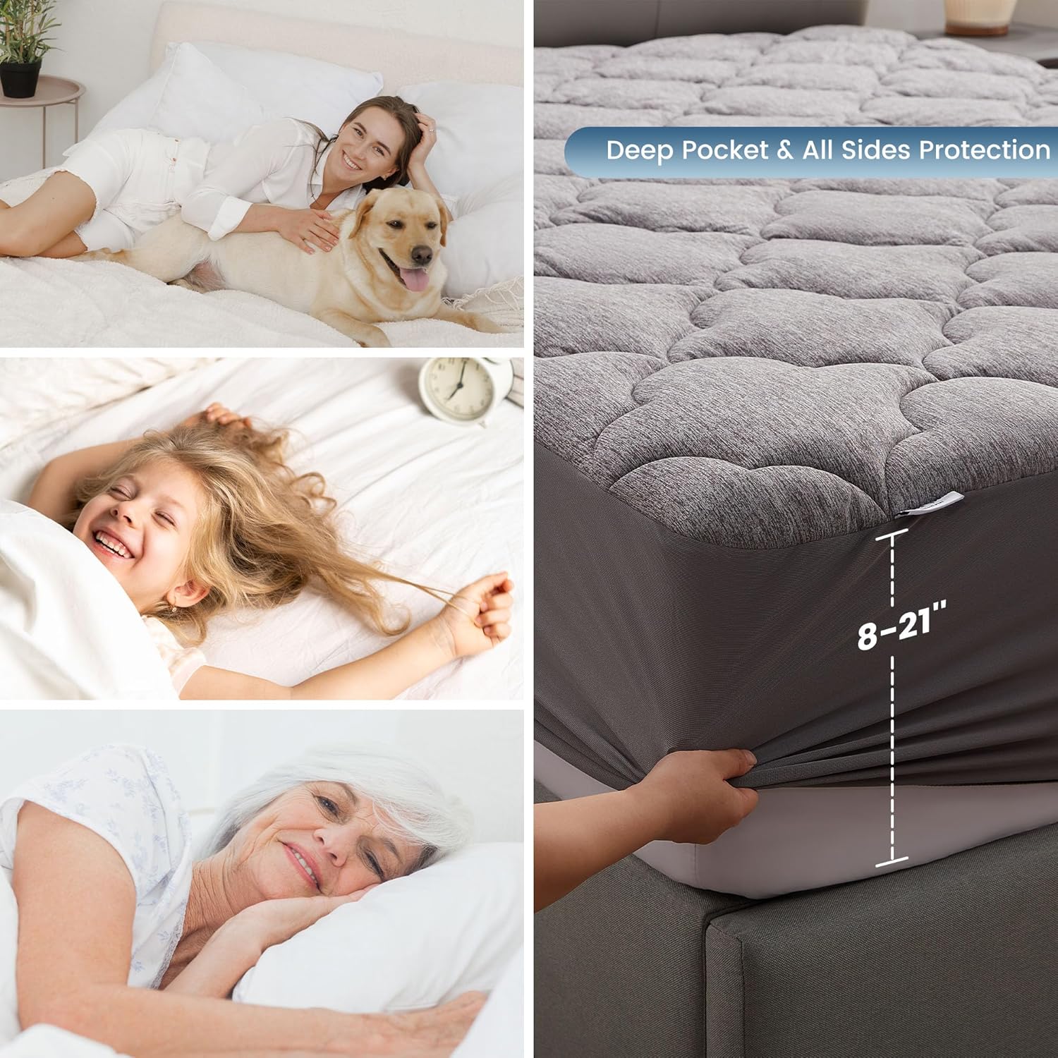 Jersey Knit Fitted Mattress Pad - Embossed & Deep Pocket