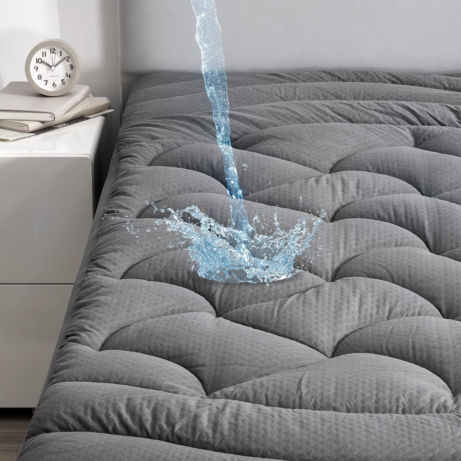 Grey Waterproof Mattress Pad