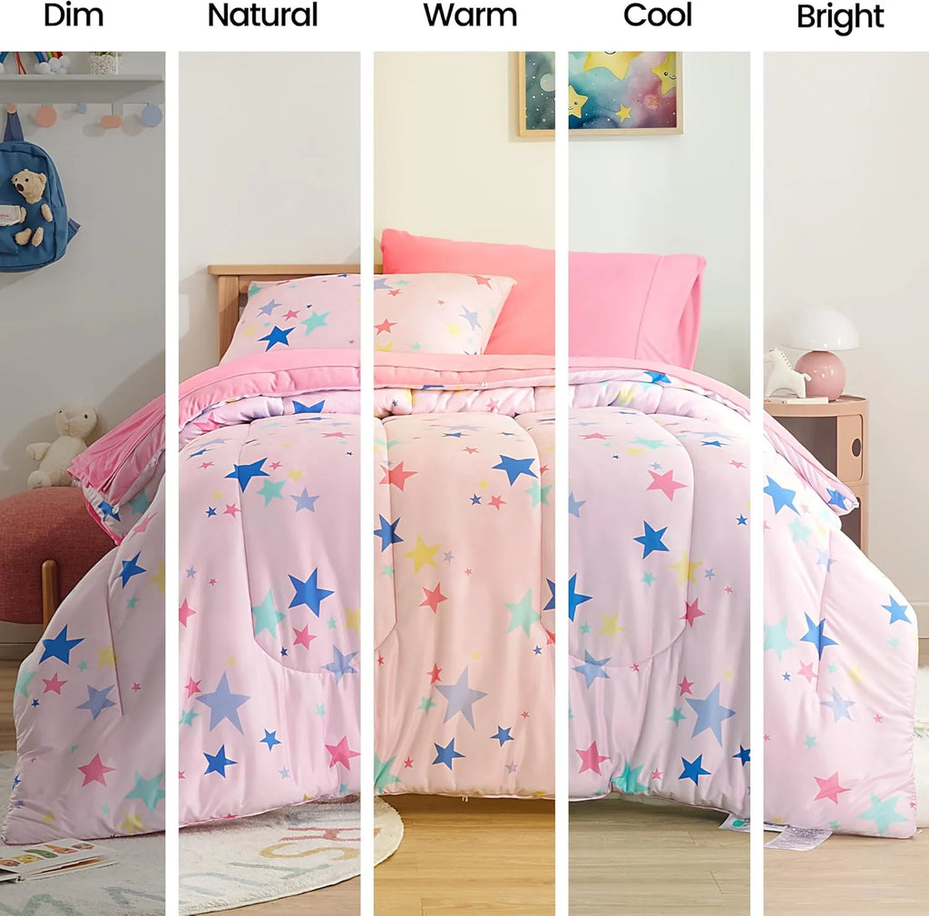 Kids Comforter Set, Jersey Knit 3 Pieces Bedding Set, Soft, Breathable, Washable, Easy Care