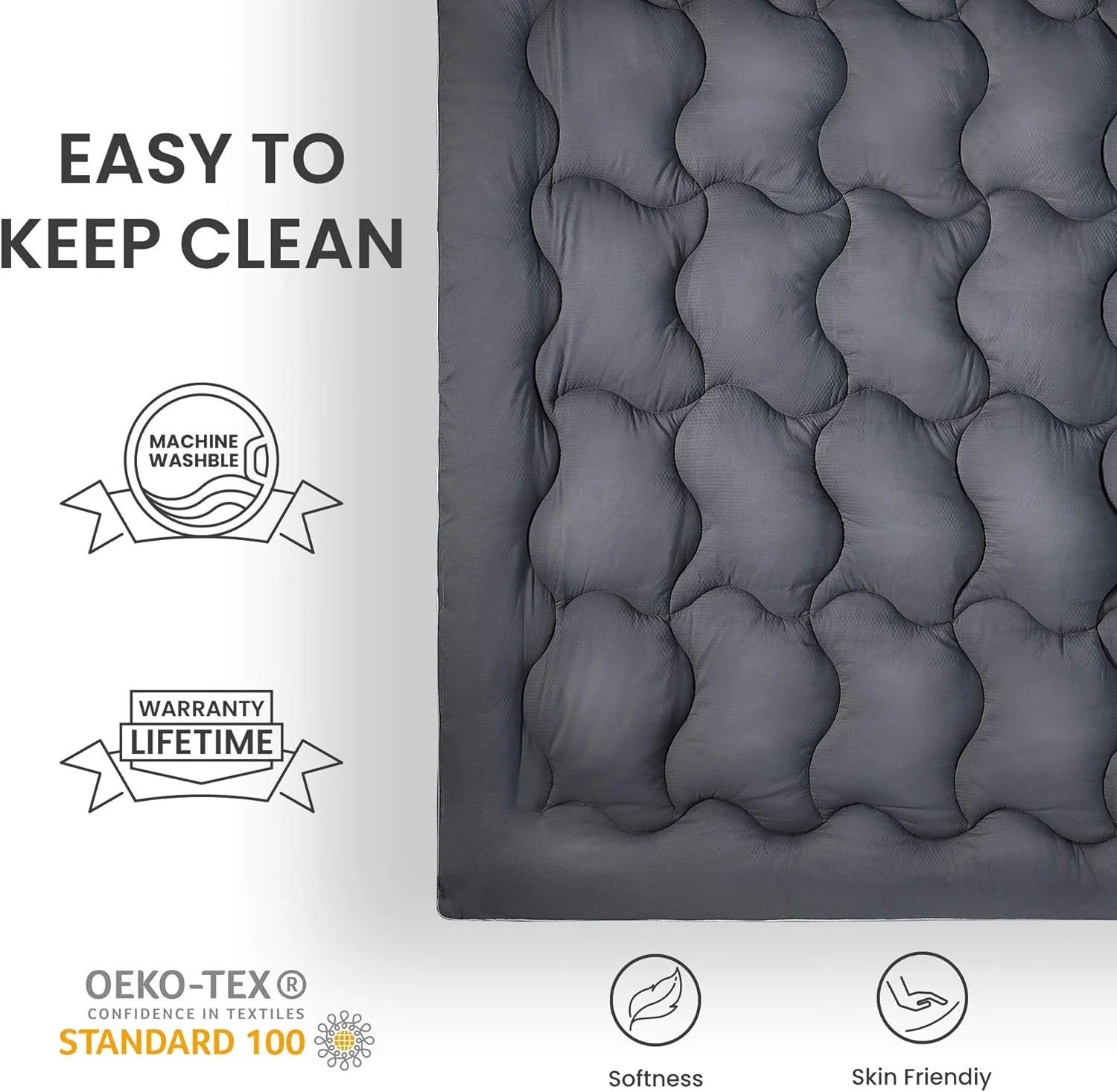 Fluffy Quilted Cooling Mattress Topper