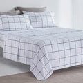Printed Plaid Sheet Set 4 Piece - Double Brushed Microfiber - Grid Black