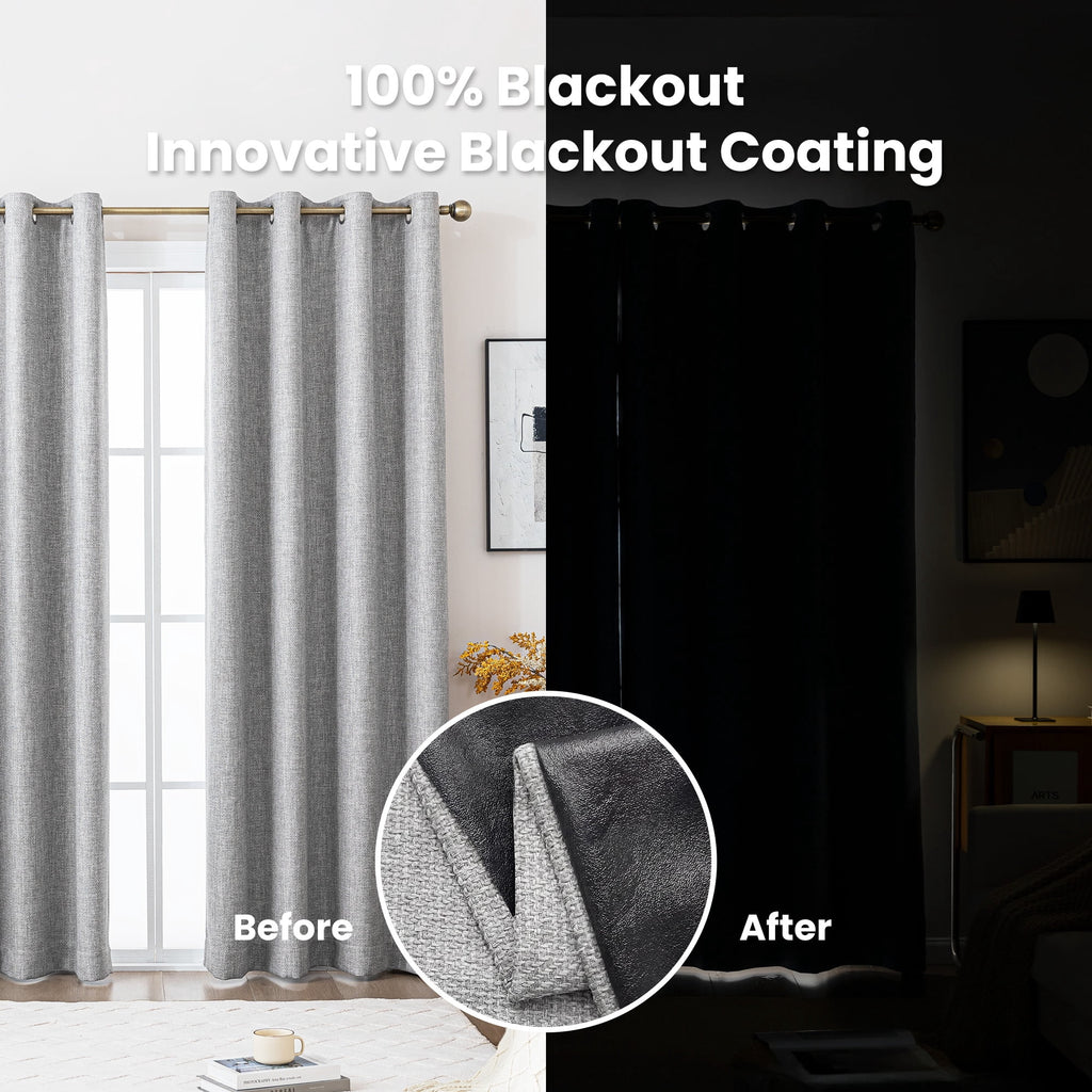 Sleep Zone 100% Blackout Curtains for Bedroom Full Light Blocking Curtains