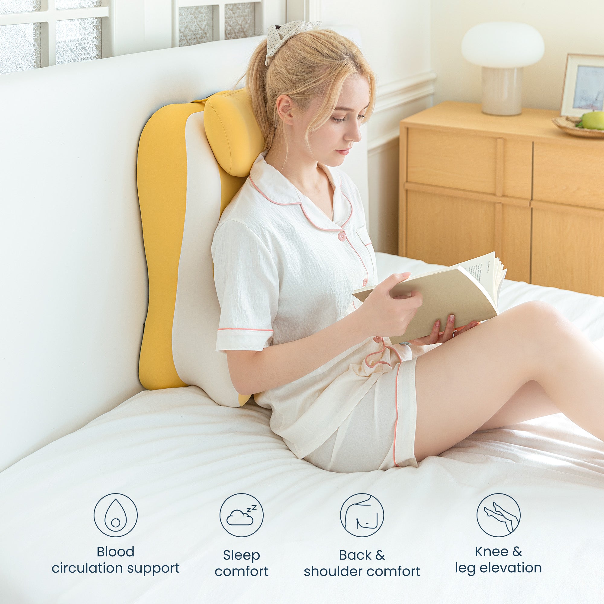 Memory Foam Reading Pillow, Multi-Position Support Bed Pillow for Petite Adults