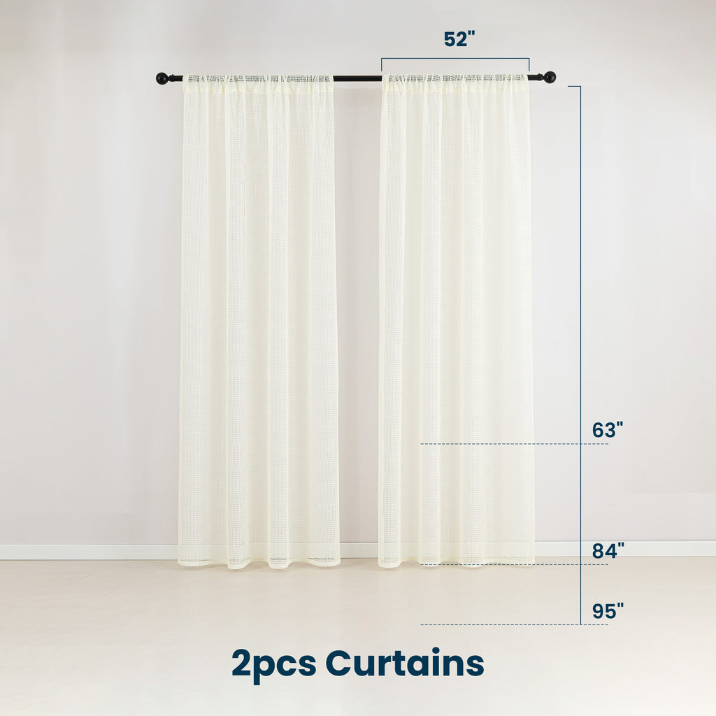 Sleep Zone 2 Panels Beige Lace Sheer Curtains